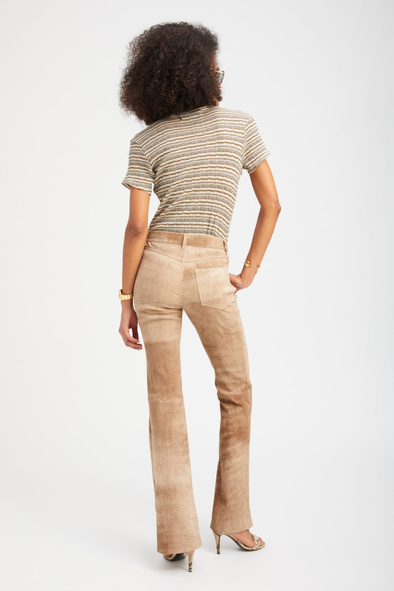 SEPIA SUEDE 5 POCKET MICRO FLARE PANTS - 4