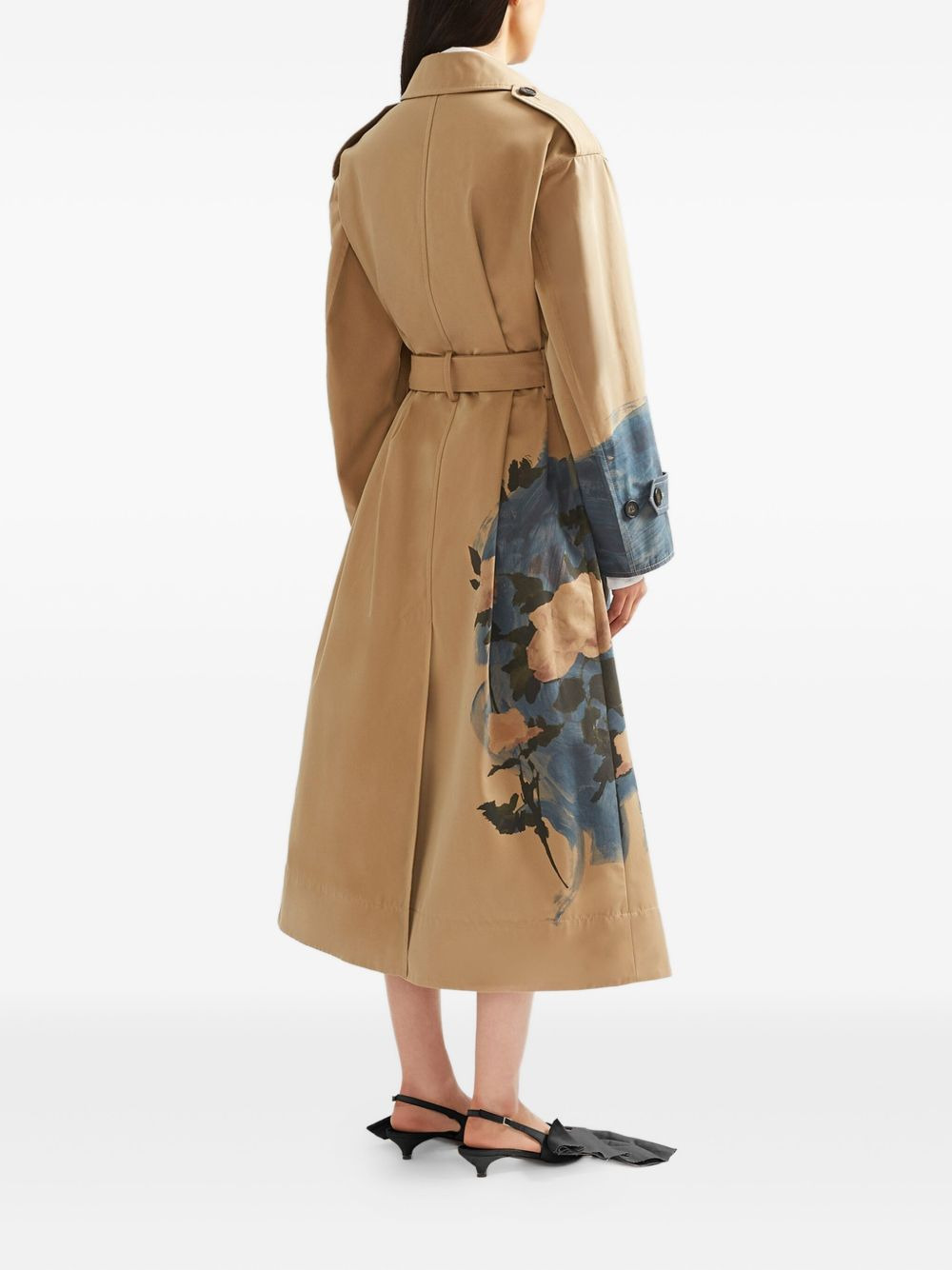 floral-print belted trench coat - 4