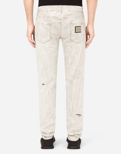 Dolce & Gabbana Gray skinny stretch jeans with rips outlook