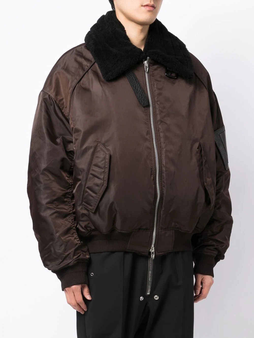 shearling-collar padded bomber jacket - 3