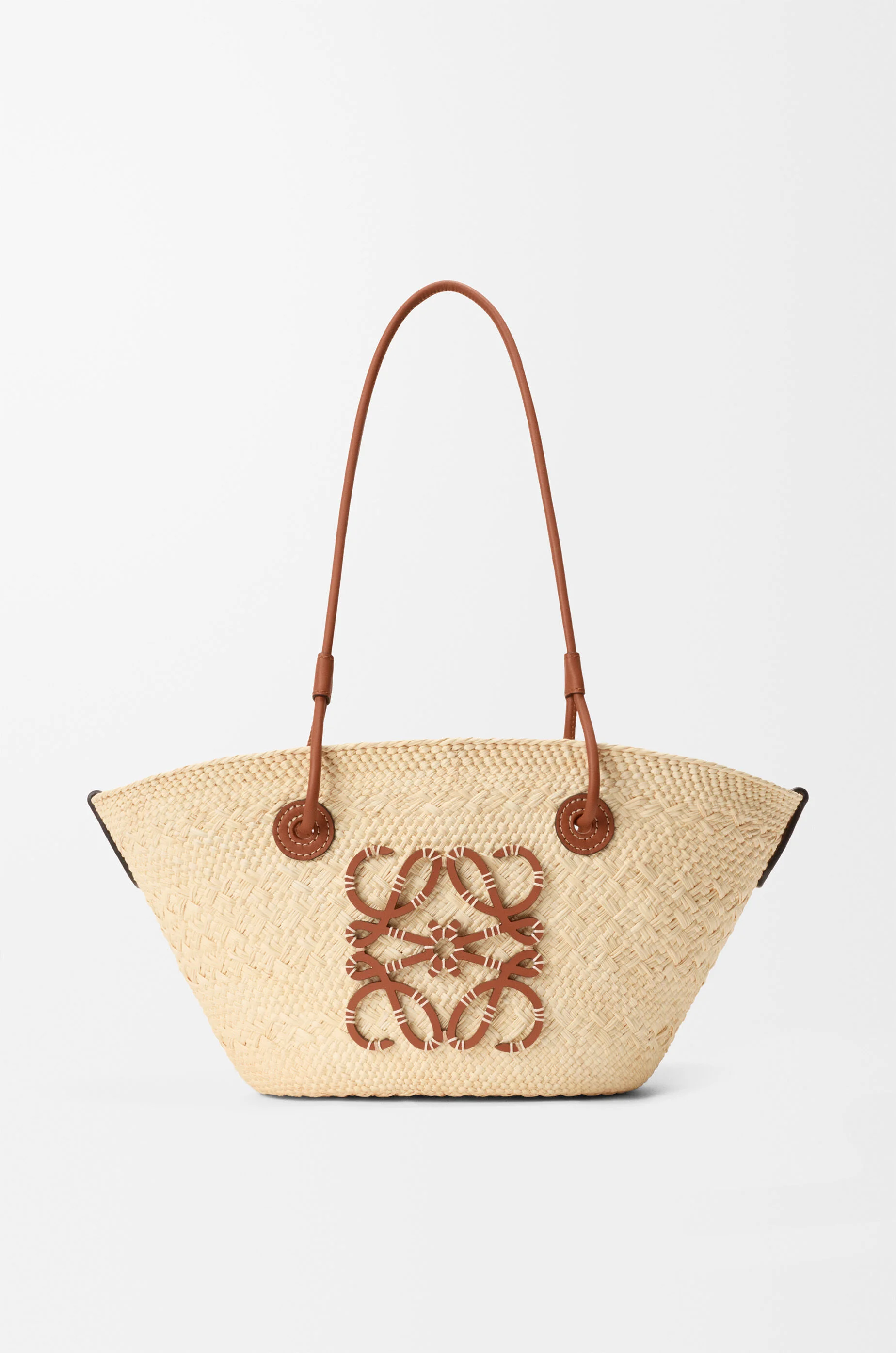 Small Anagram basket bag in iraca palm and calfskin - 1
