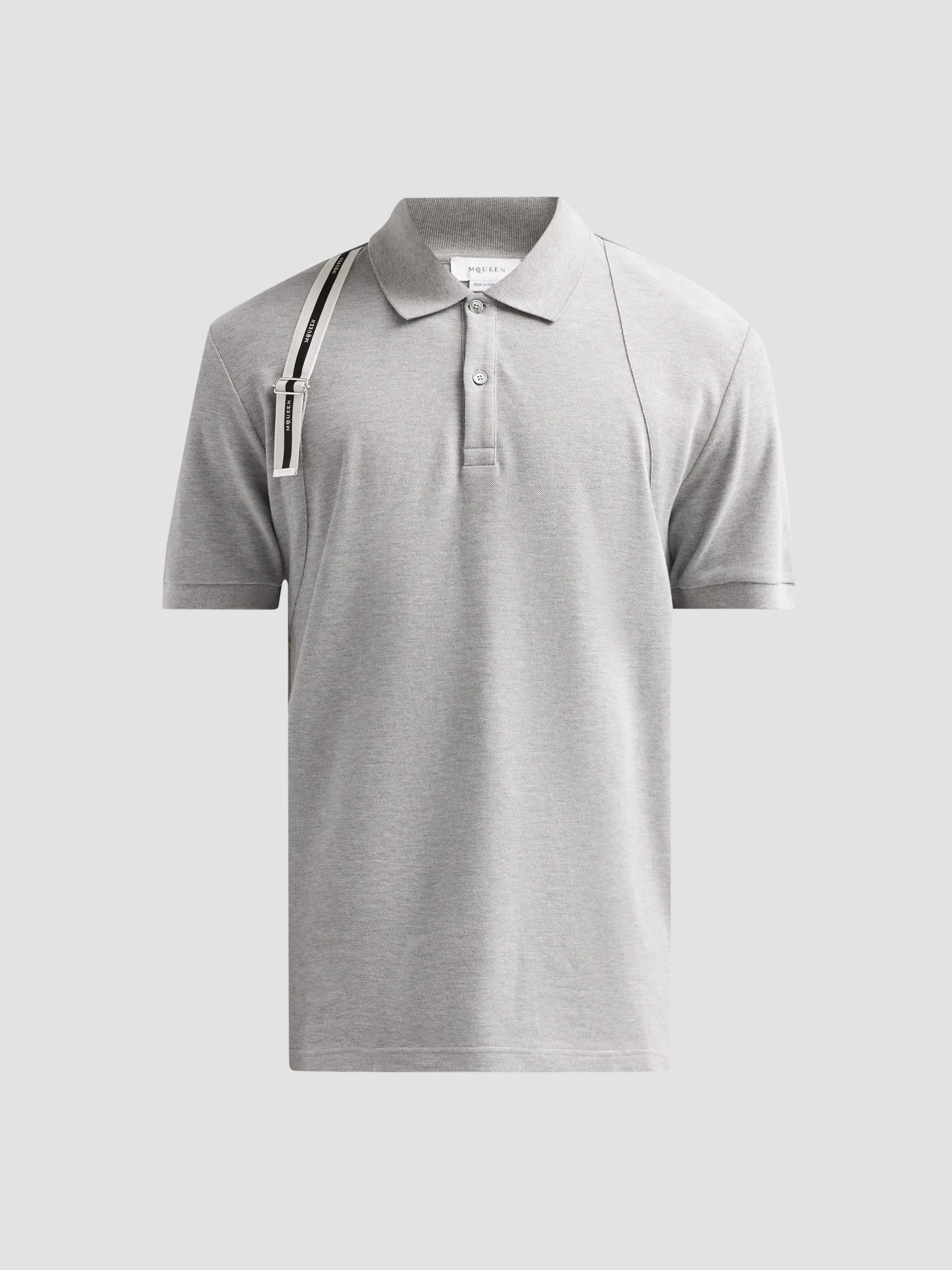 Men's Harness Cotton Polo Shirt - Medium Grey - 1