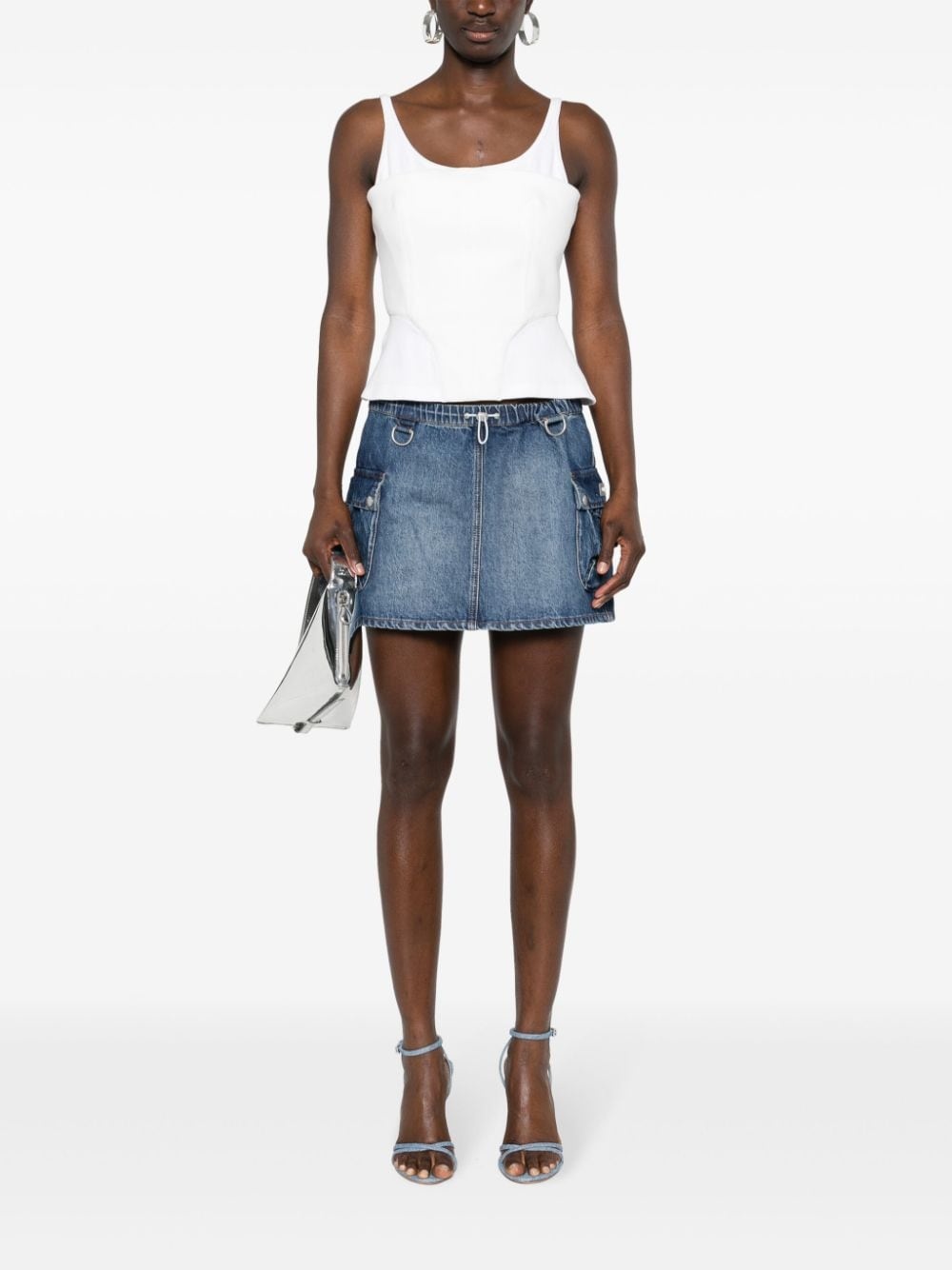 denim cargo mini skirt - 2