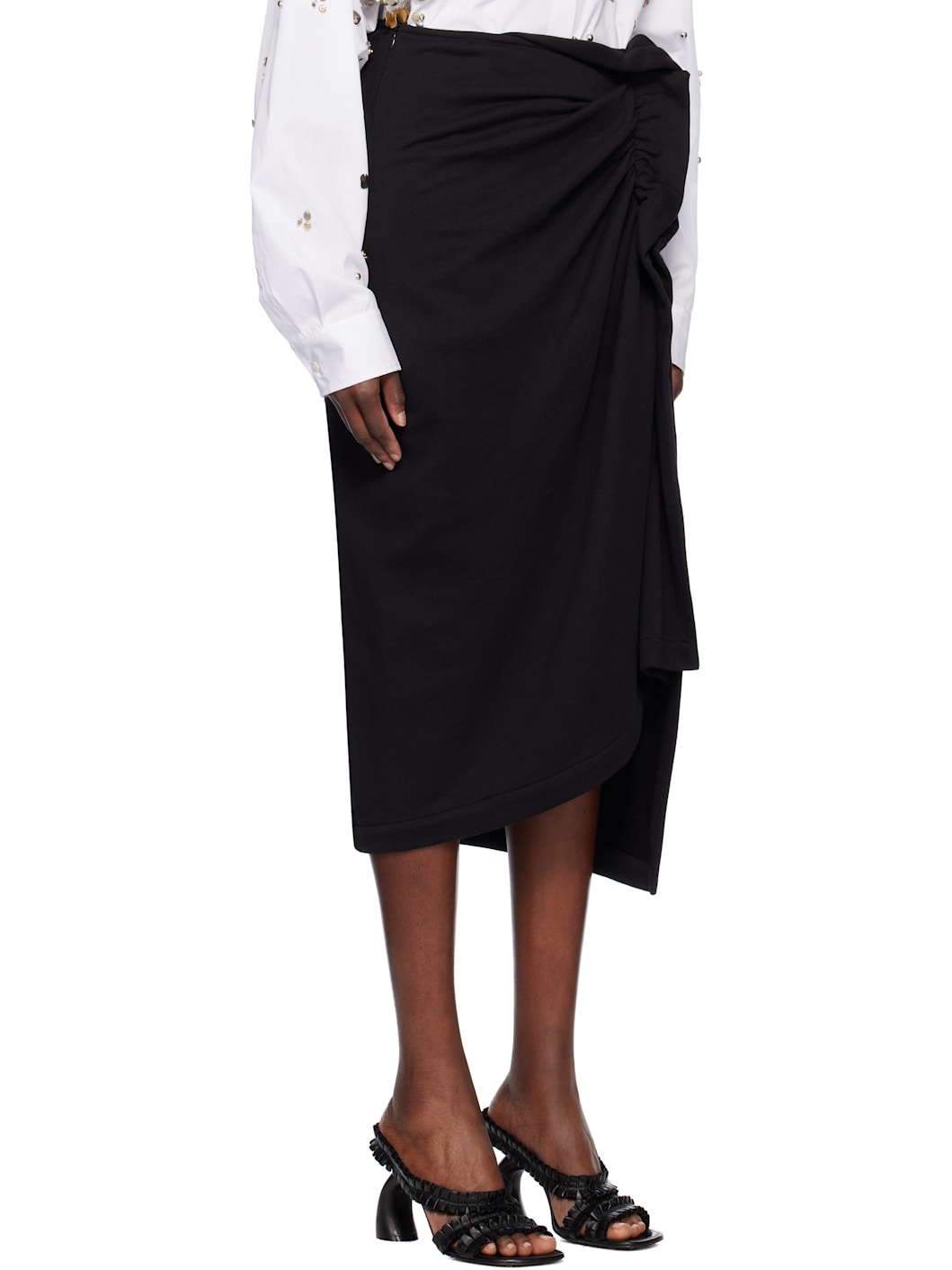 Black French Terry Midi Skirt - 2