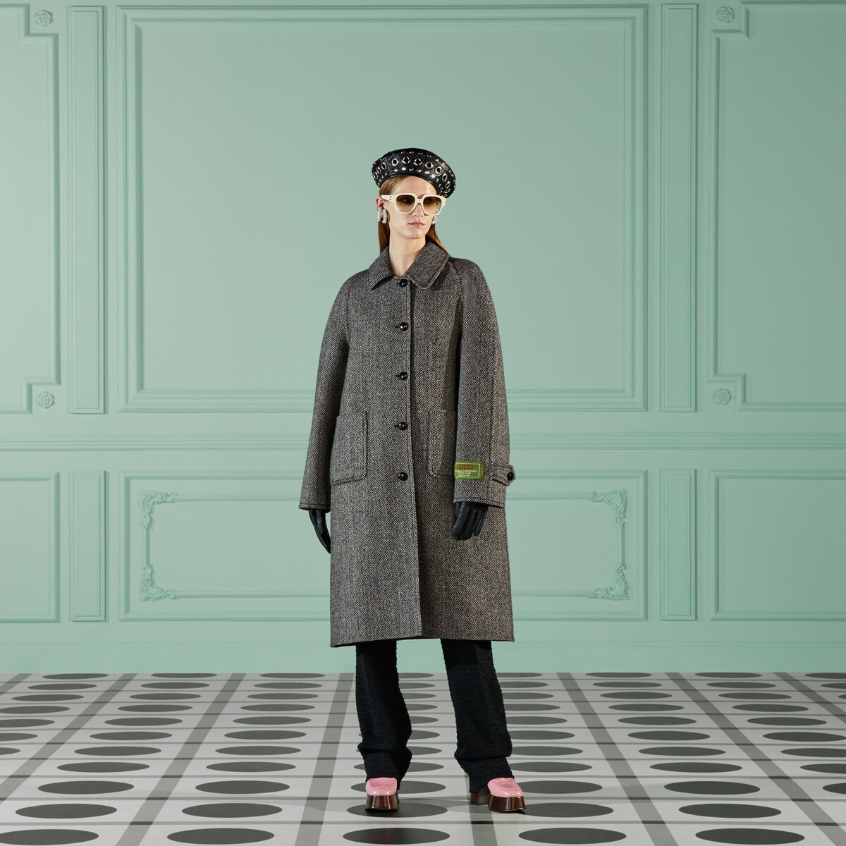 Reversible chevron GG wool coat - 6