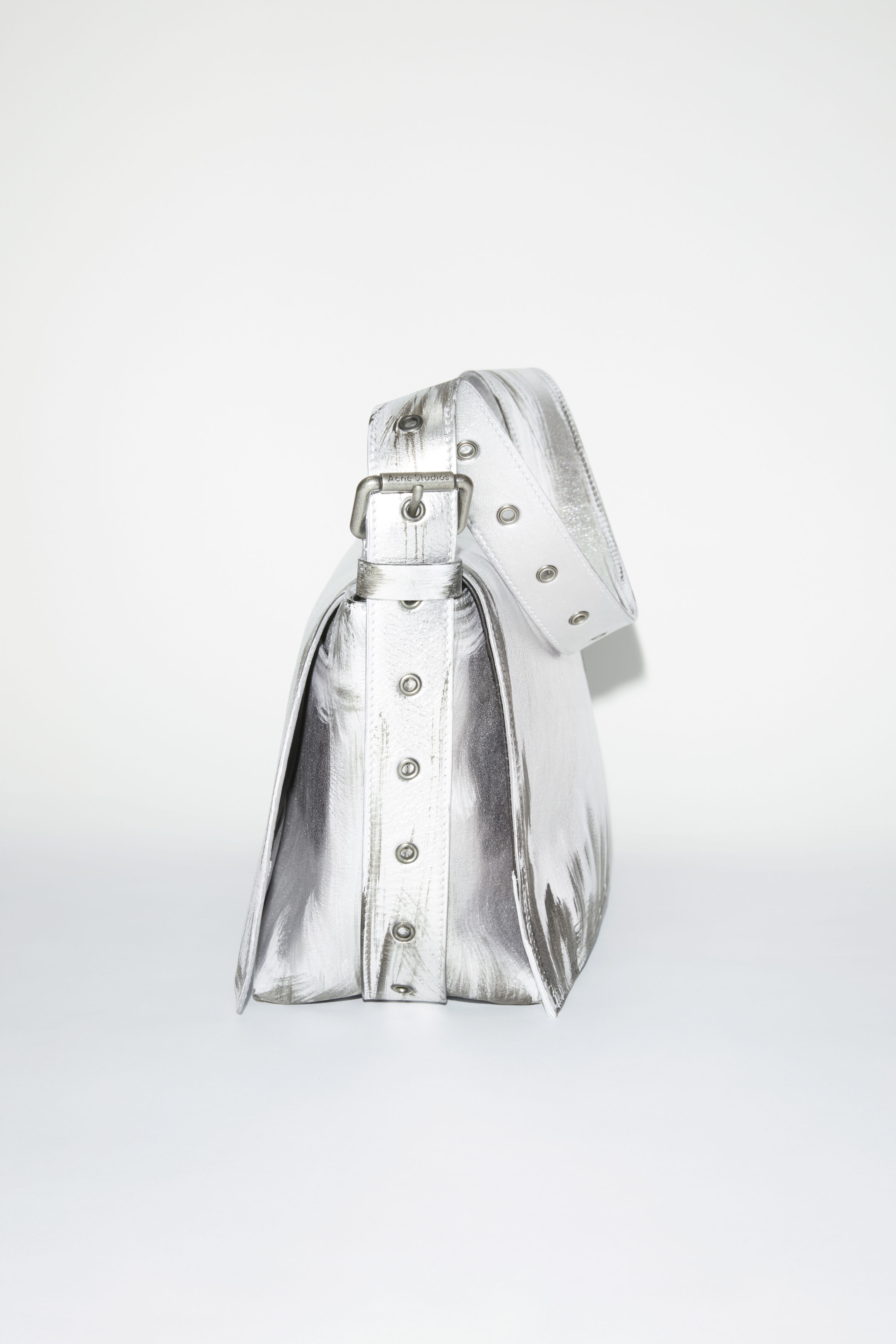 Leather shoulder bag - Silver - 3