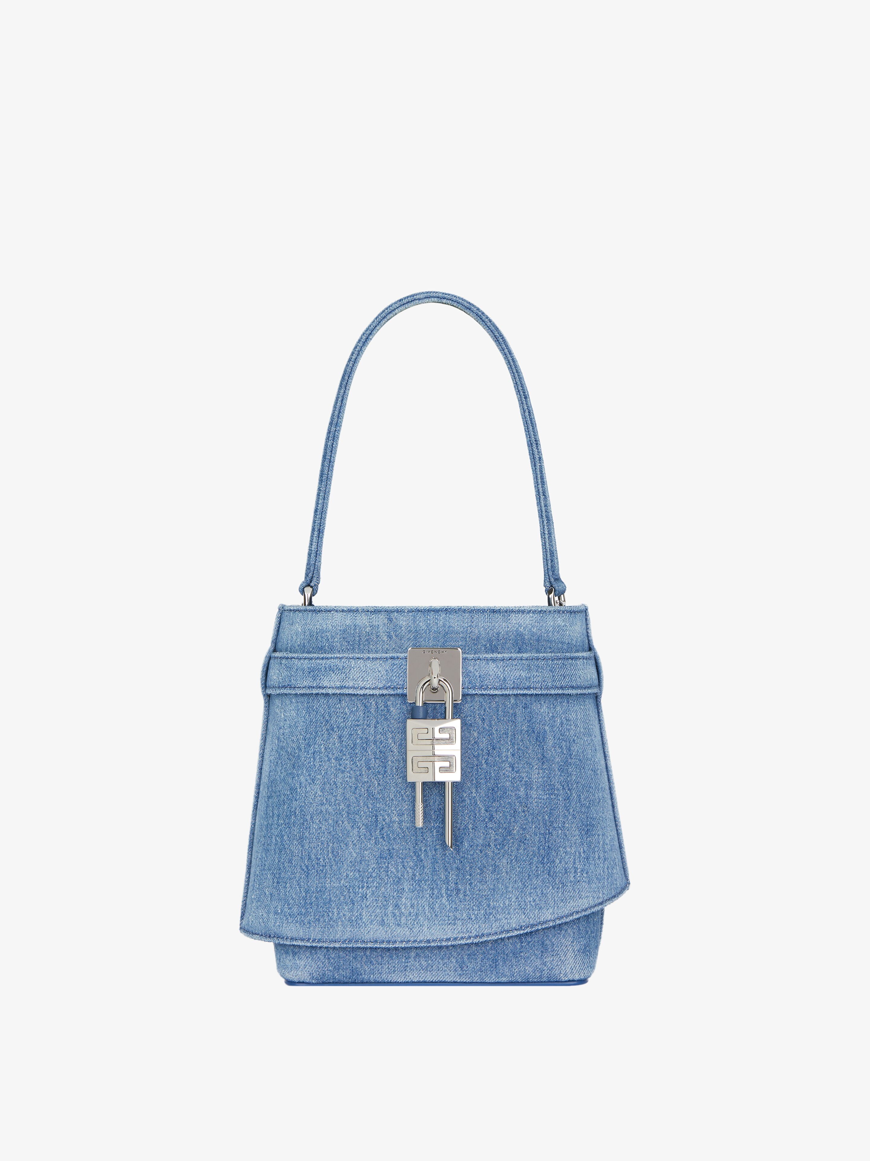 SHARK LOCK BUCKET BAG IN WASHED DENIM - 1