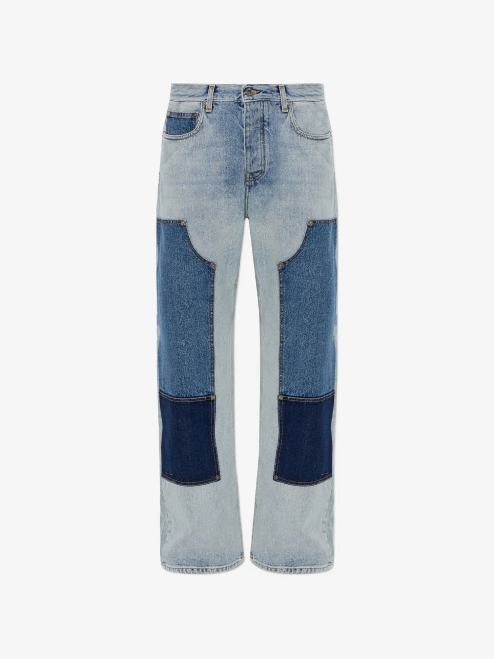patchwork straight-leg jeans - 1