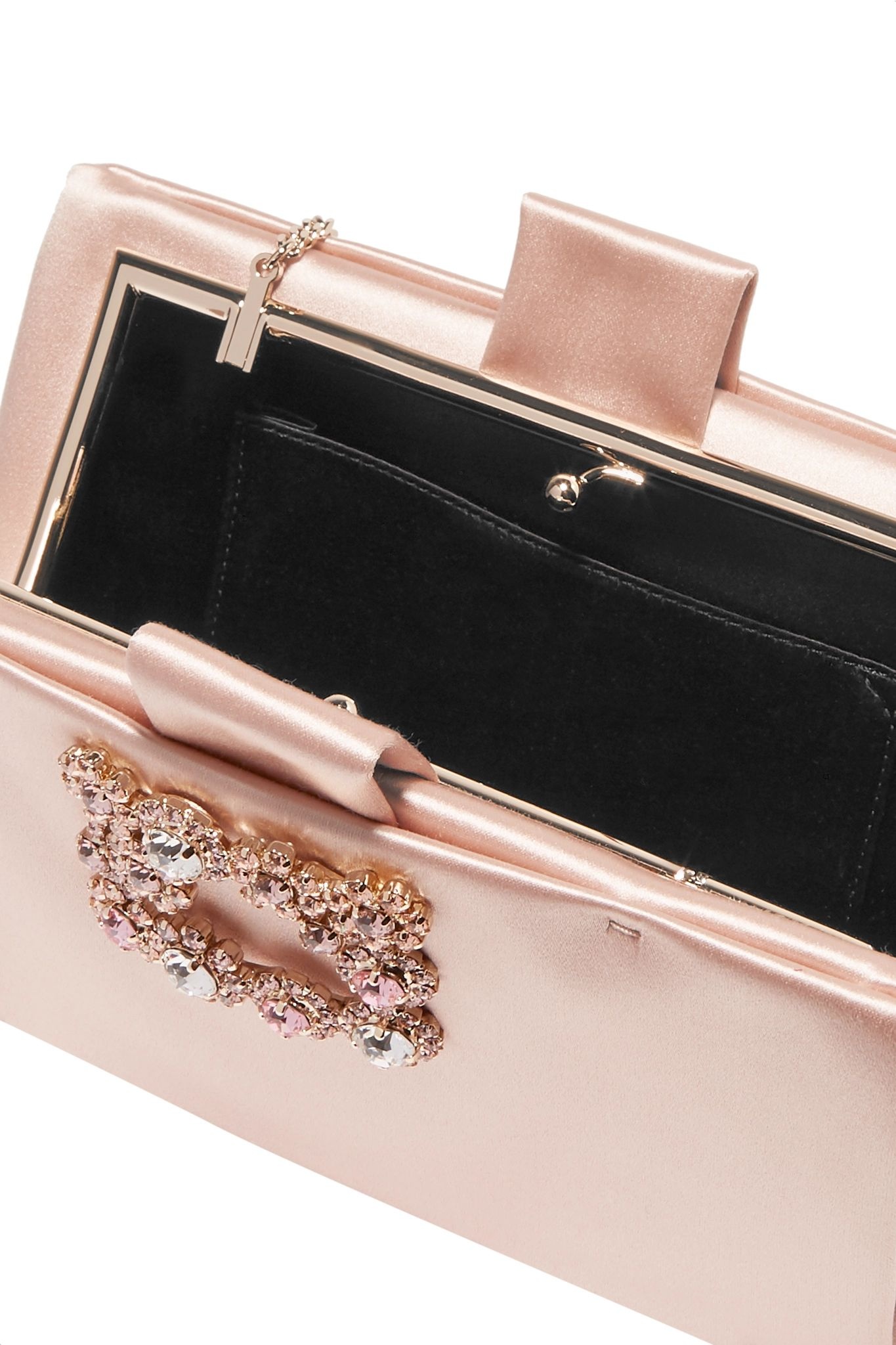 Crystal-embellished satin clutch - 5