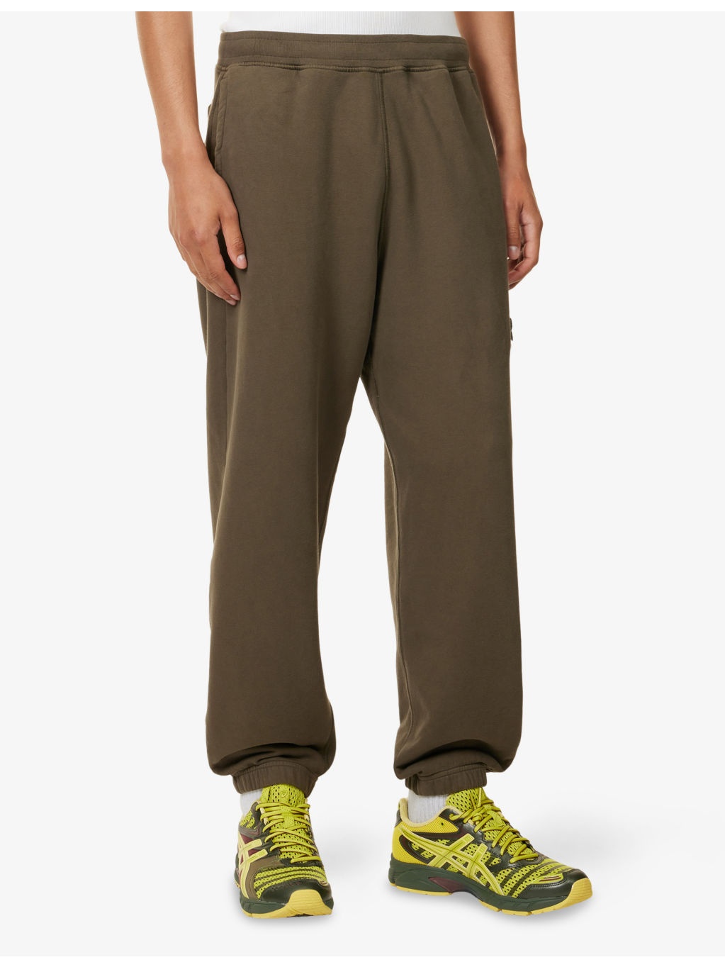 Elasticated-Cuffs Wide-Leg Cotton-Jersey Jogging Bottoms - 3