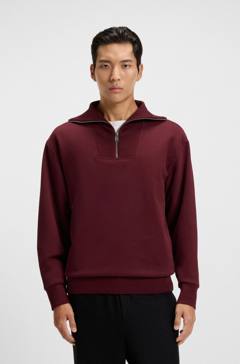PEACHED-COTTON SWEATSHIRT WITH RIBBED ZIP NECK 2