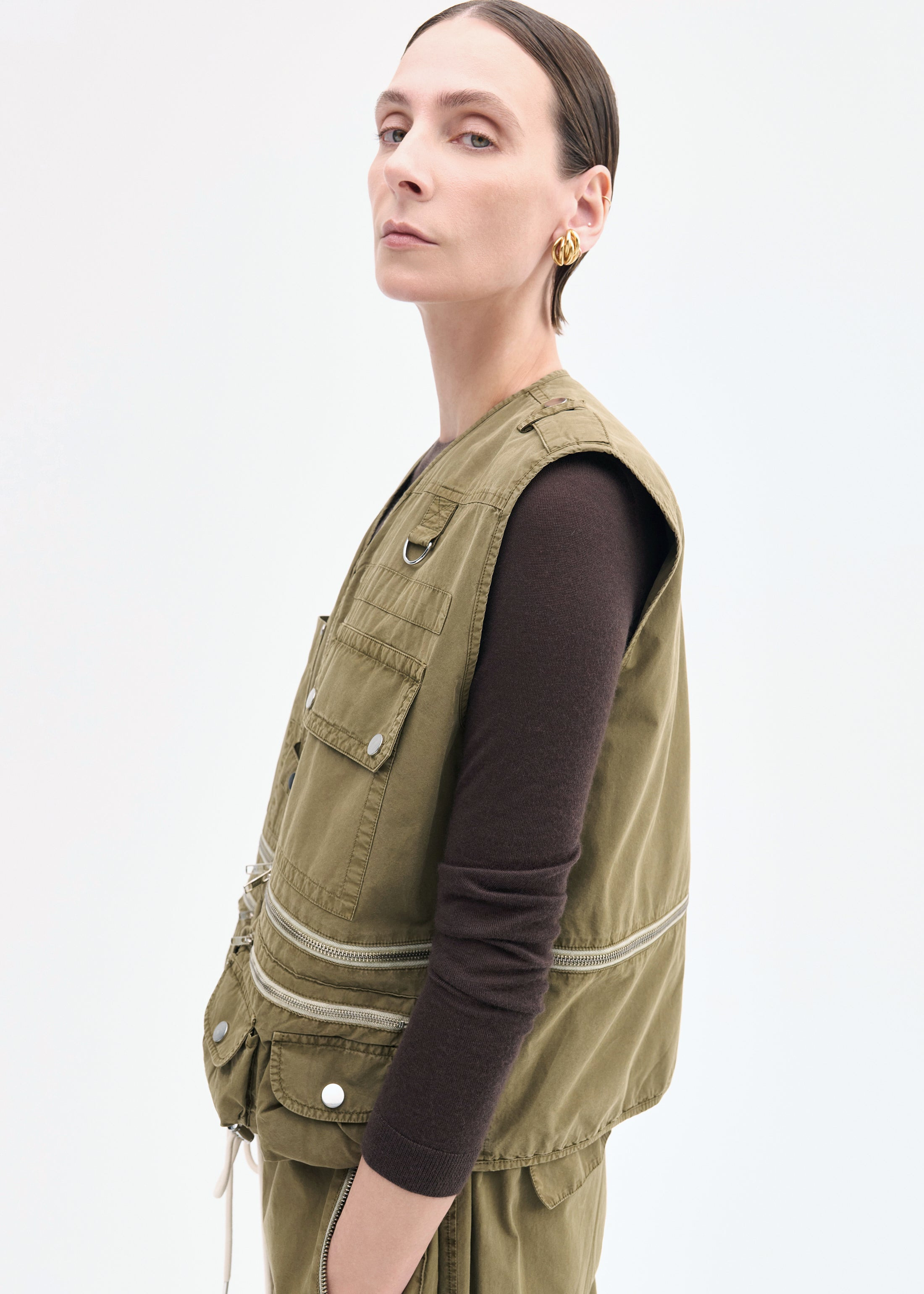 Garment-Dyed Utility Gilet Vest in Cotton - 3