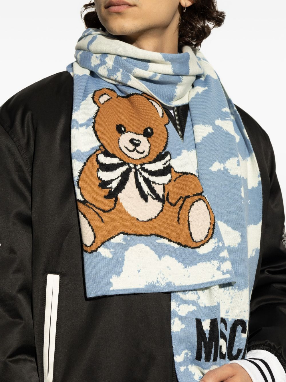 teddy bear cloud-intarsia scarf - 4