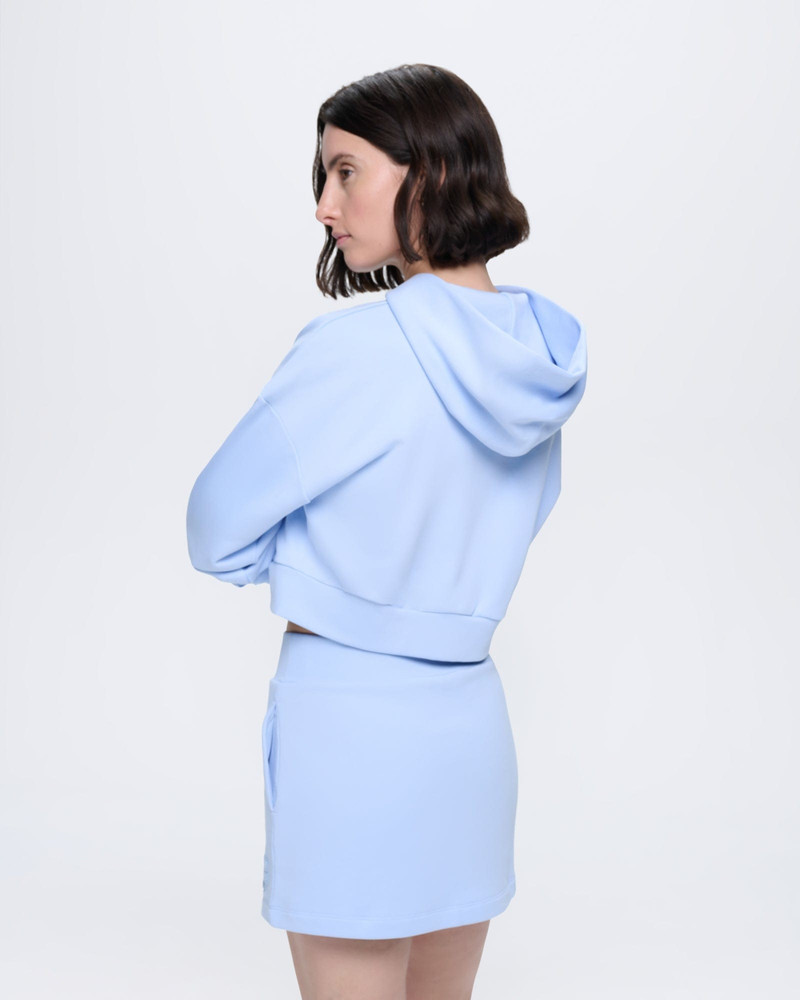 Womens Cropped Zip Up Hoodie - Wildflower Blue 5