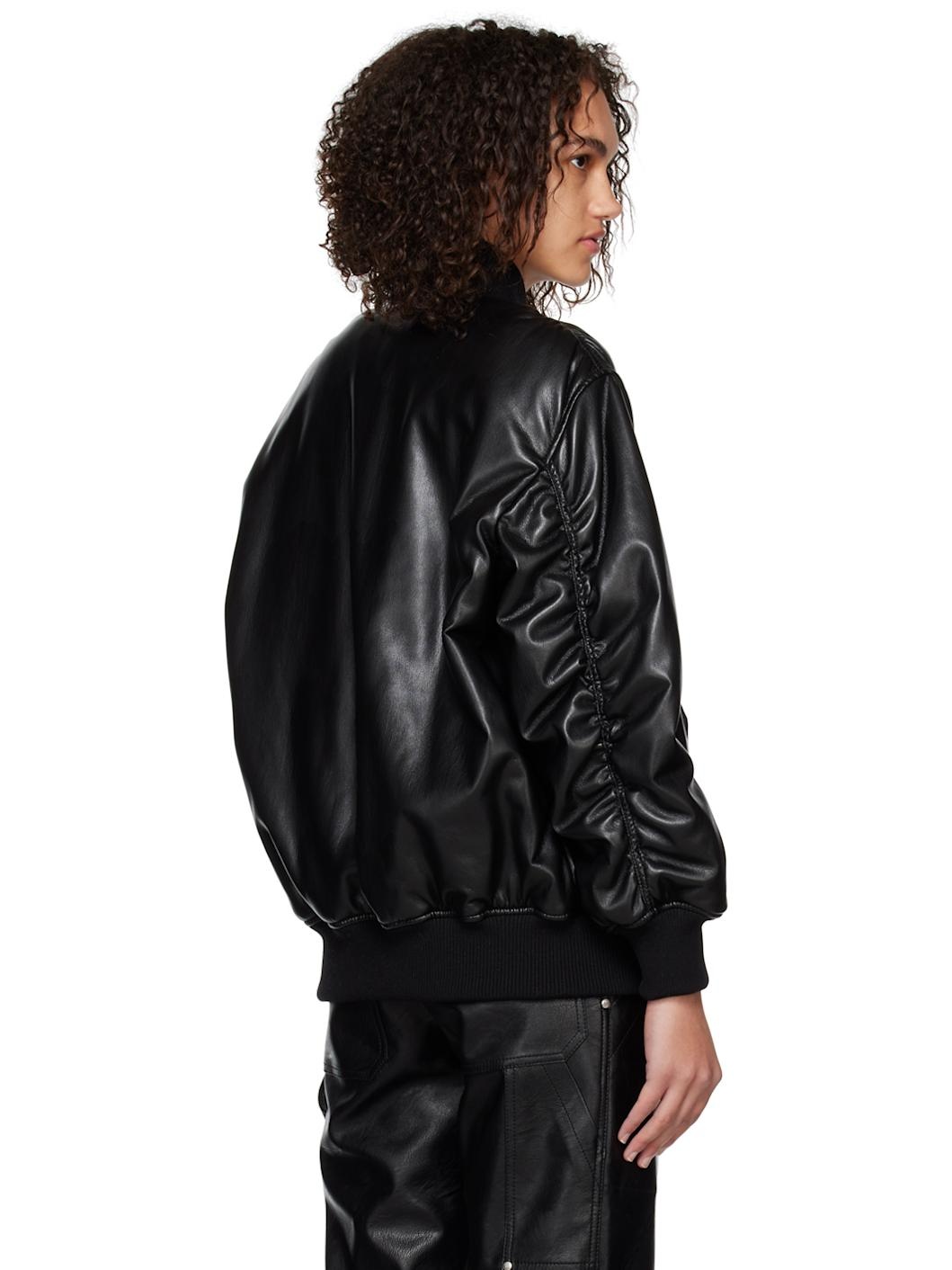 Black Alter Mat Faux-Leather Bomber Jacket - 3