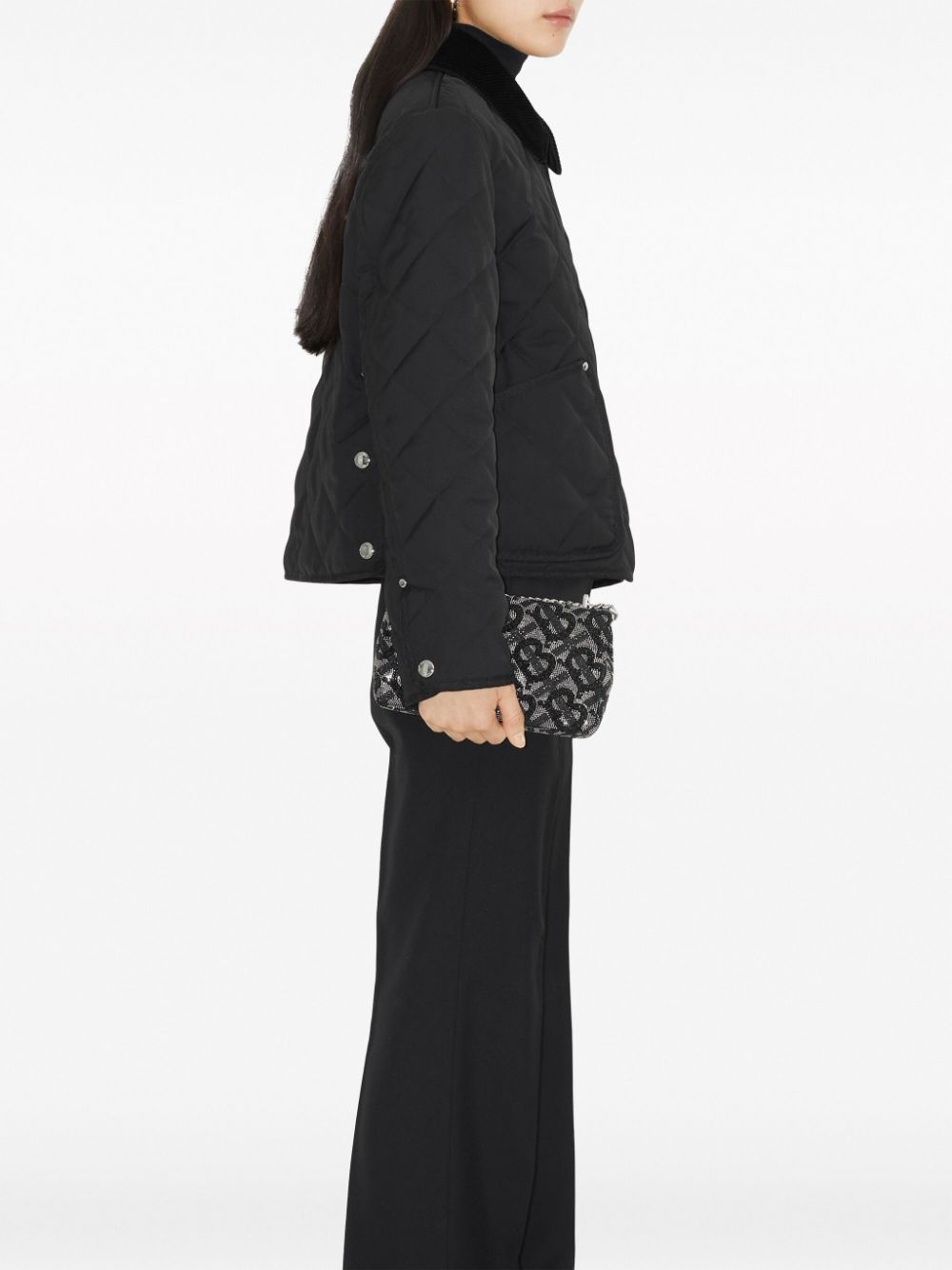 straight-point collar quilted jacket - 3