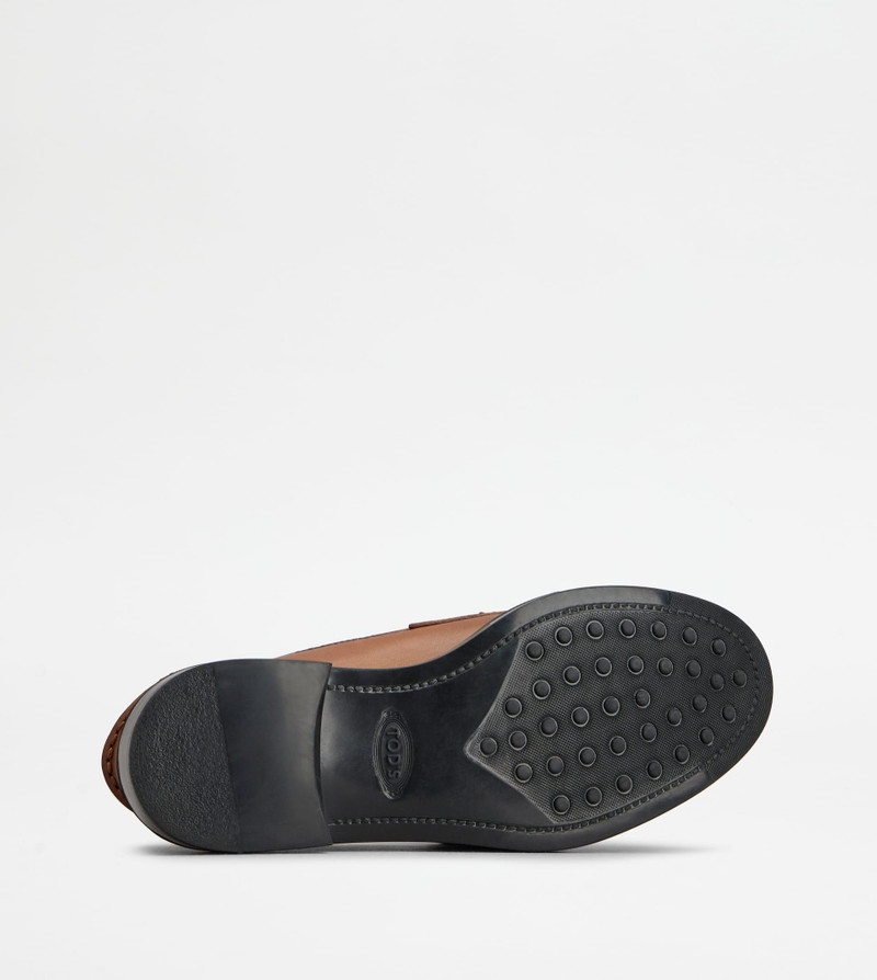 LOAFERS IN LEATHER AND SHEEPSKIN - BROWN, OFF WHITE 5