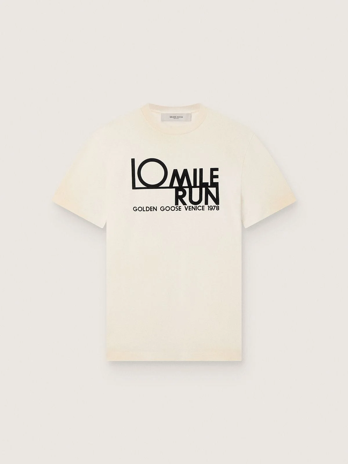 Men's T-shirt in white cotton with logo and print - 1