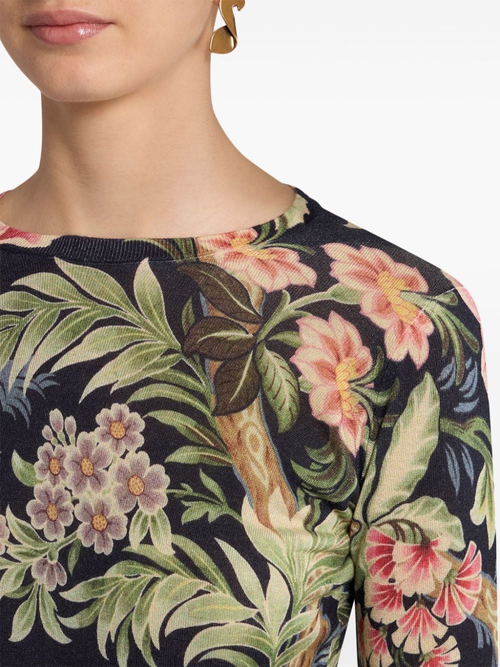 floral-print knitted top - 4