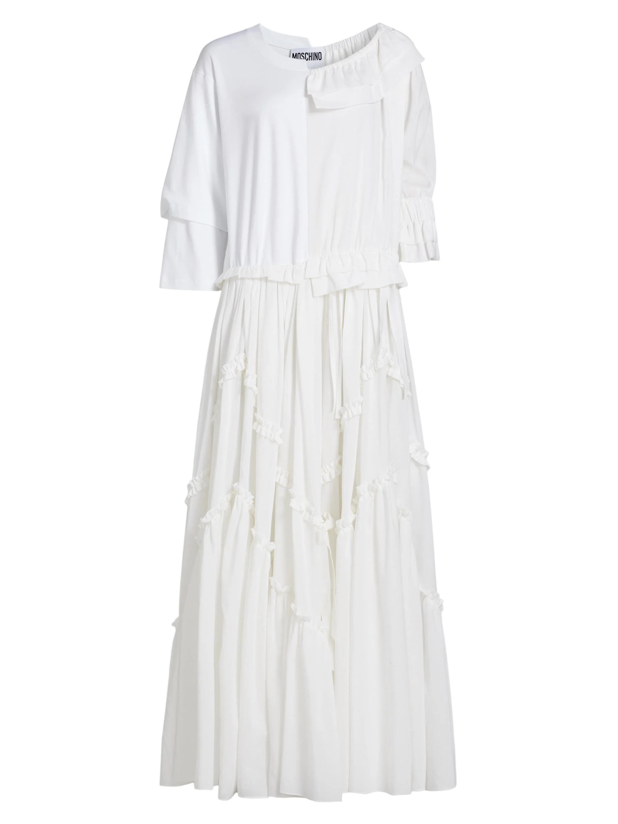 Women's Cotton-Silk Voile Patchwork Maxi Dress - Multi White - 1