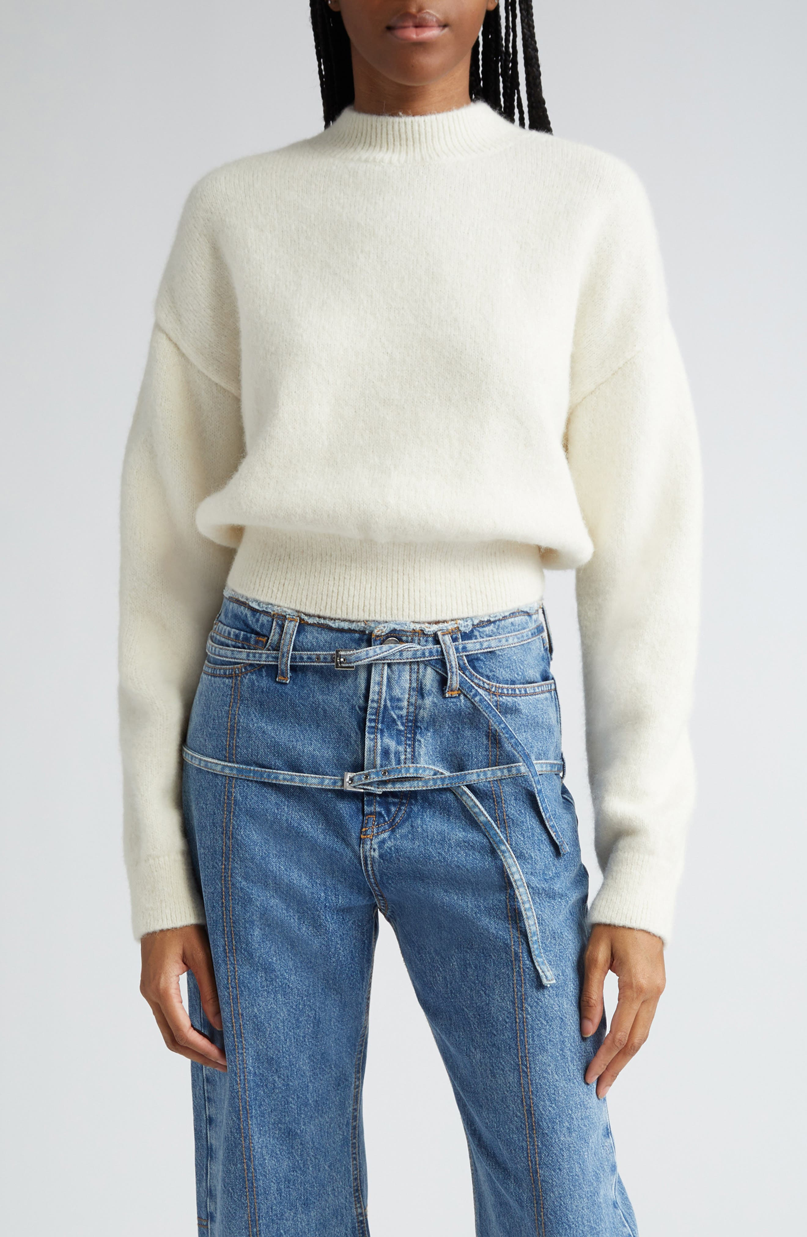 Jacquemus La Maille Logo Jacquard Alpaca & Merino Wool Blend Sweater in Light Beige at Nordstrom - 1