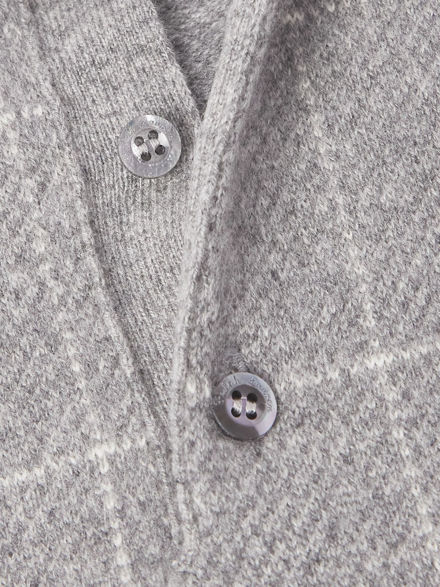 Checked Cashmere Polo Shirt Gray - 5