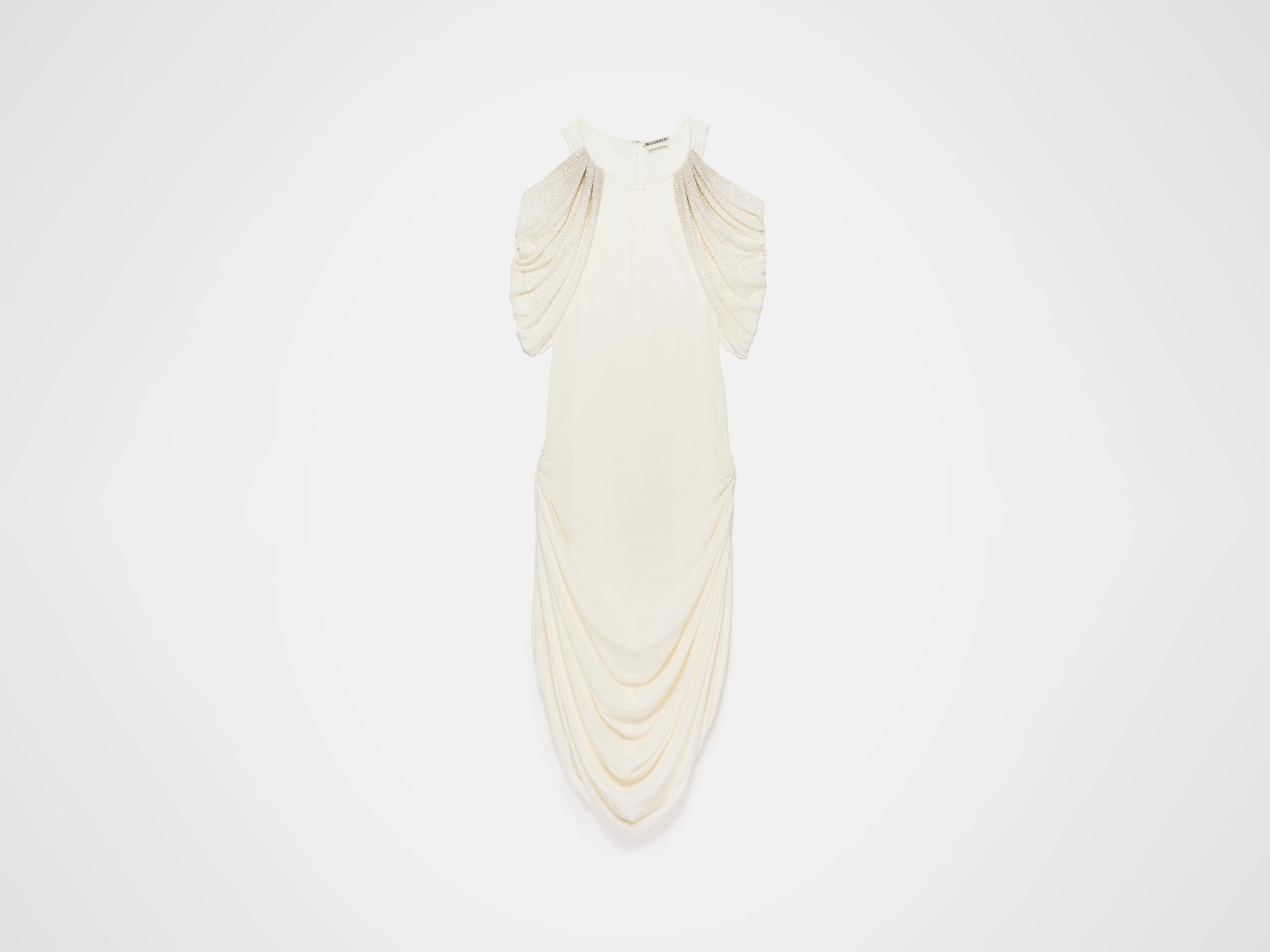 WOMENS BEADED SLEEVE MIDI DRESS IN IVORY - 1