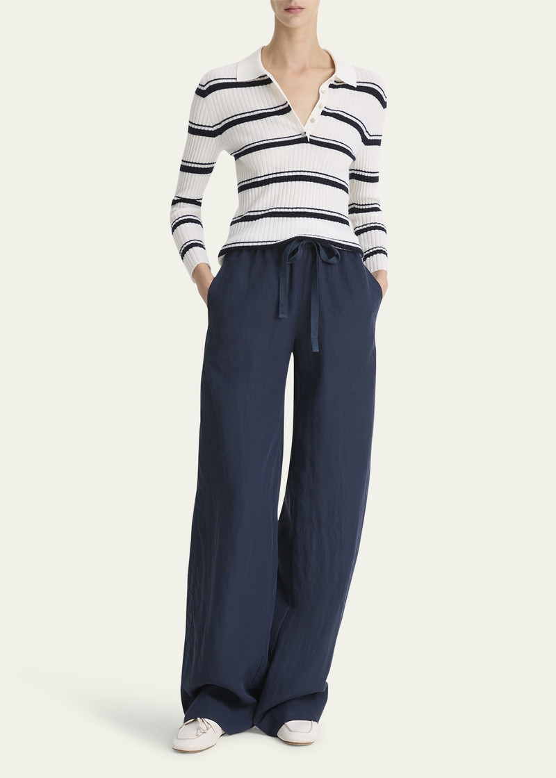 Vince Stripe Mulberry Silk-Blend Polo Top outlook
