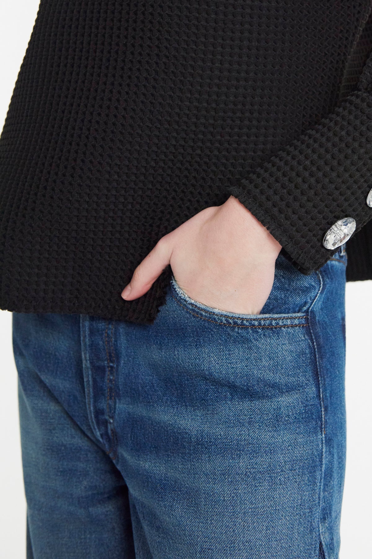 RECYCLED JEANS WITH SIDE INSERTS BLUE - 5