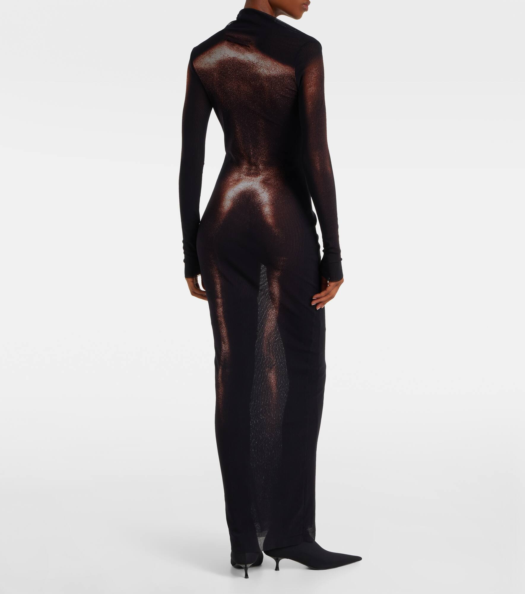 Trompe l'oeil mesh maxi dress - 3