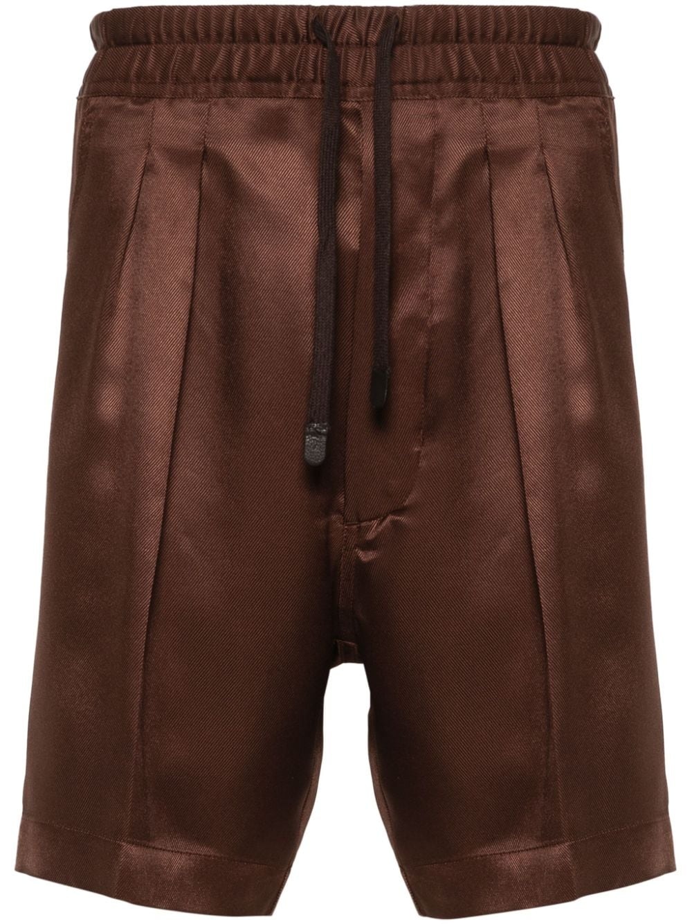 pleated silk twill shorts - 1
