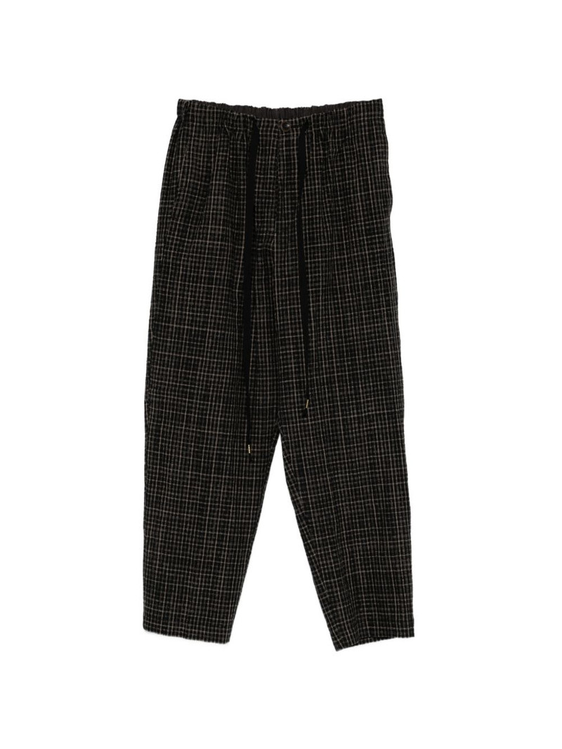 plaid drawstring-fastening trousers 1