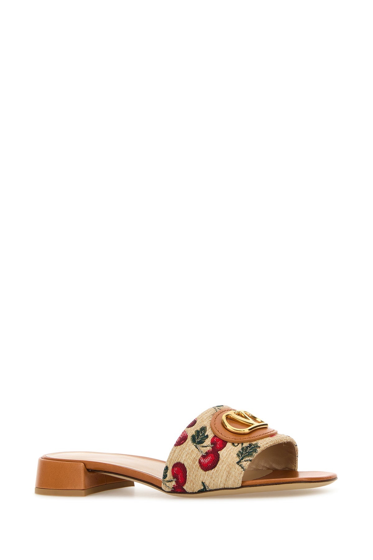 Embroidered raffia VLogo Signature slippers - 2