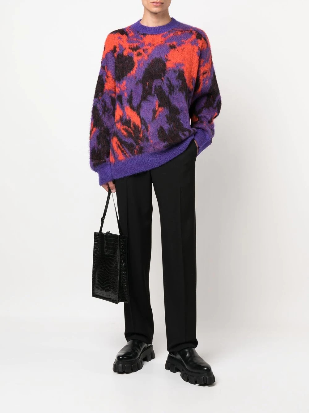 abstract print crew-neck jumper - 2