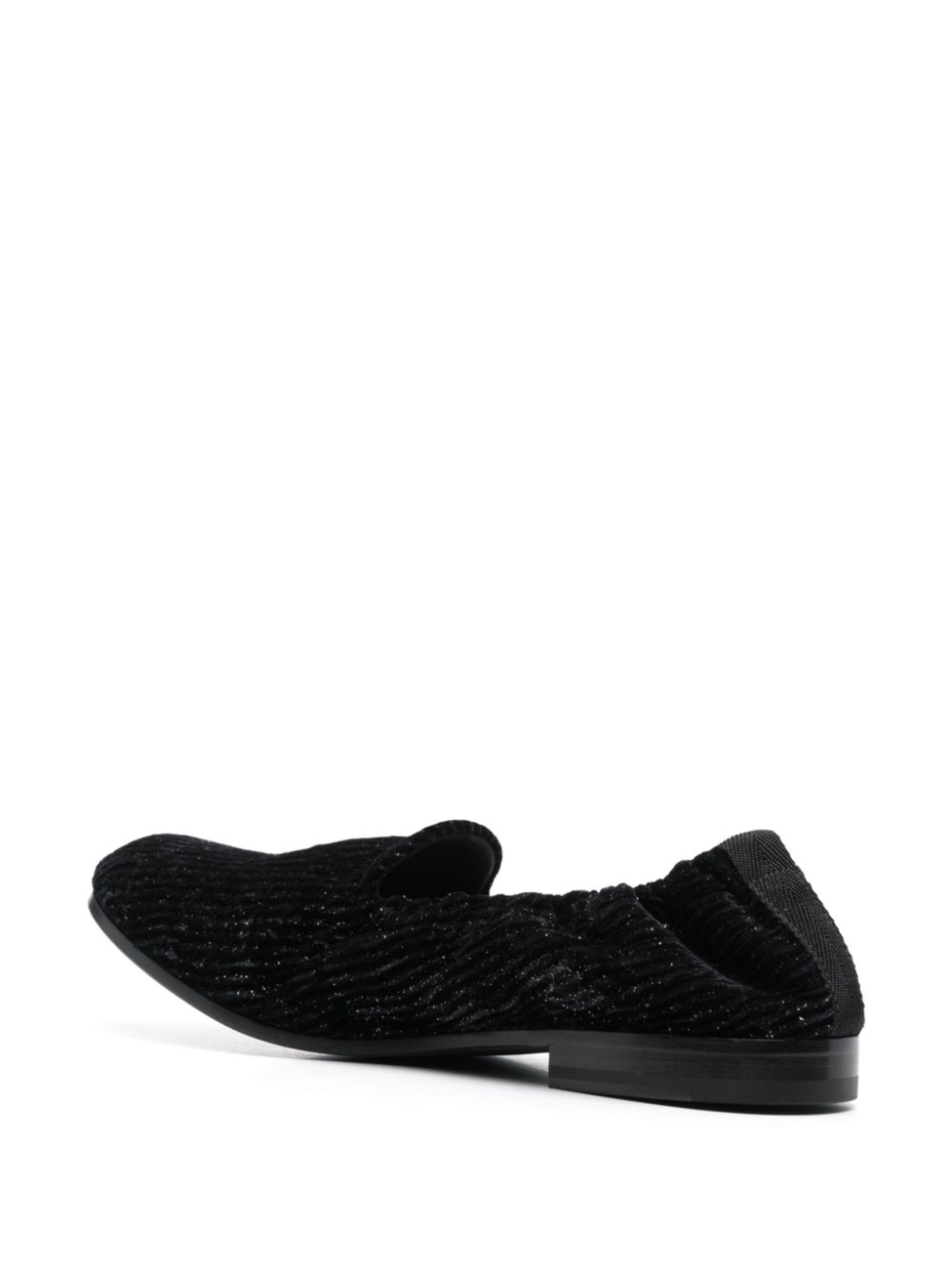 glittered textured-velvet loafers - 3