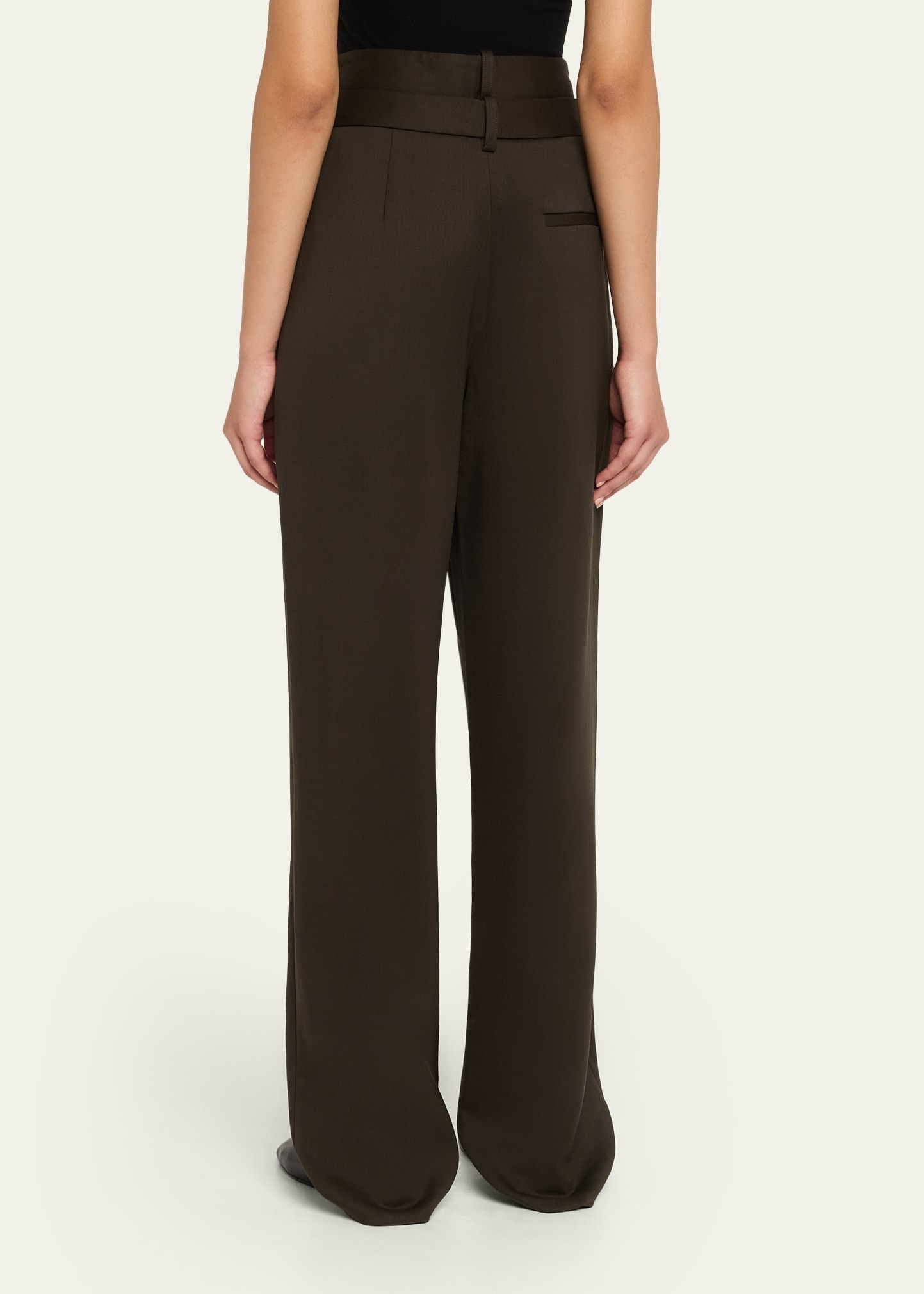 Tailored Double-Waistband Straight-Leg Trousers - 3
