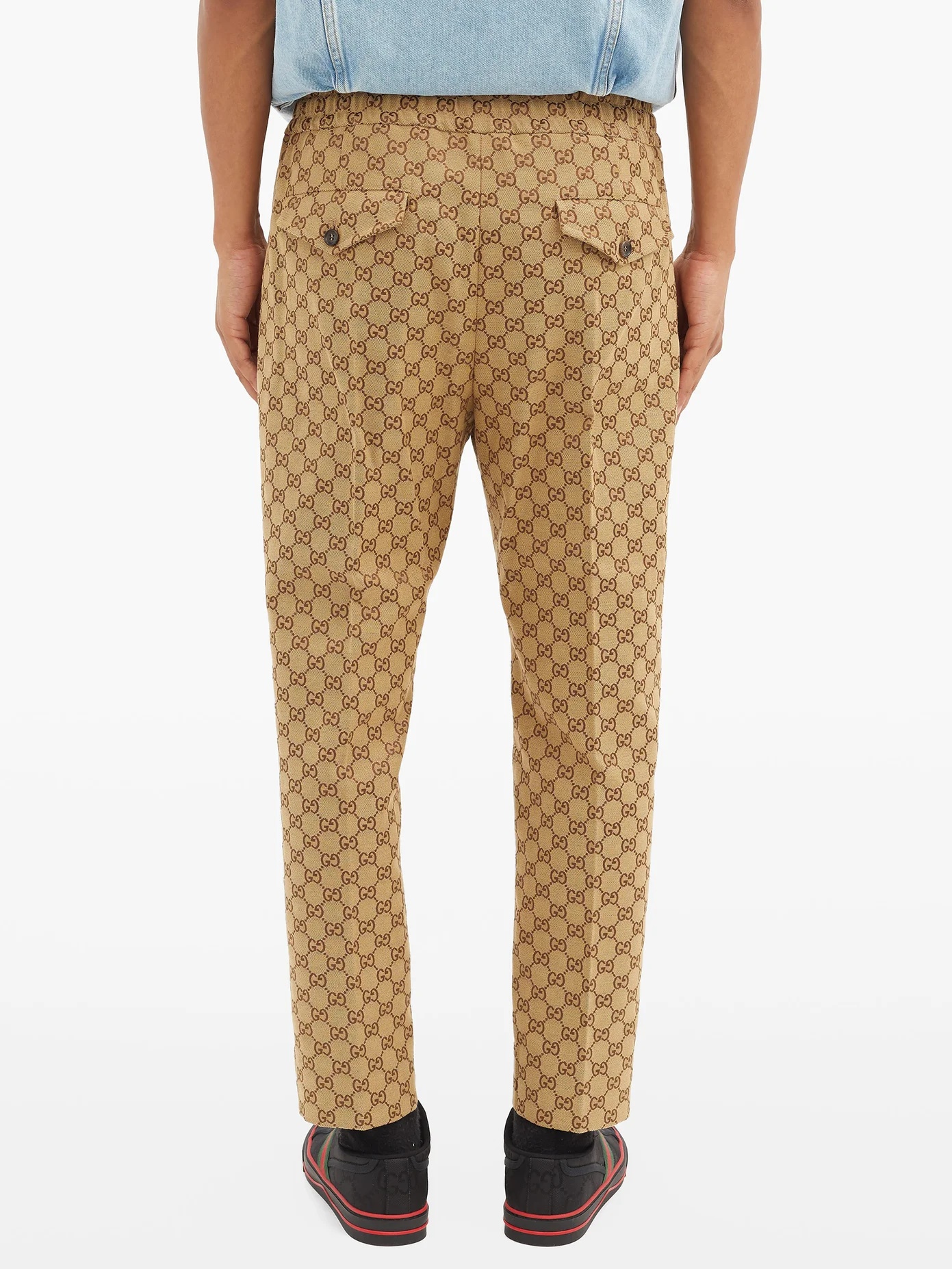 GG-jacquard drawstring-waist cotton-blend trousers - 5