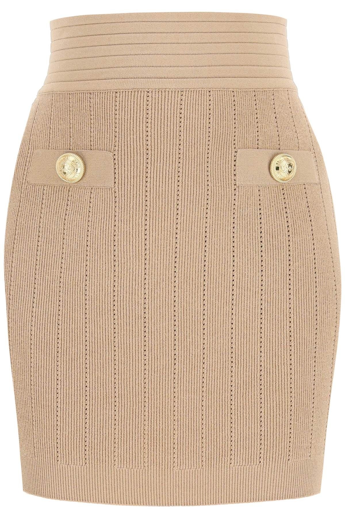 KNIT MINI SKIRT WITH GOLDEN BUTTONS - 1