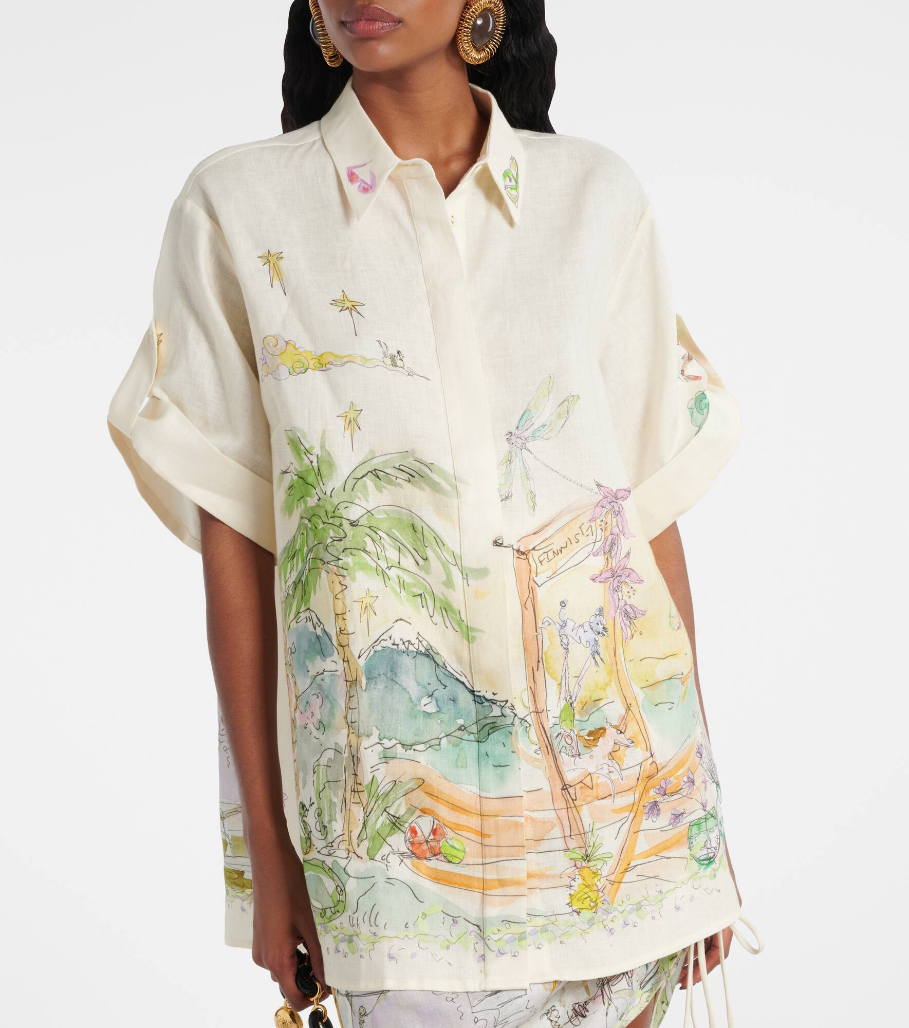 Anouk printed linen shirt - 5