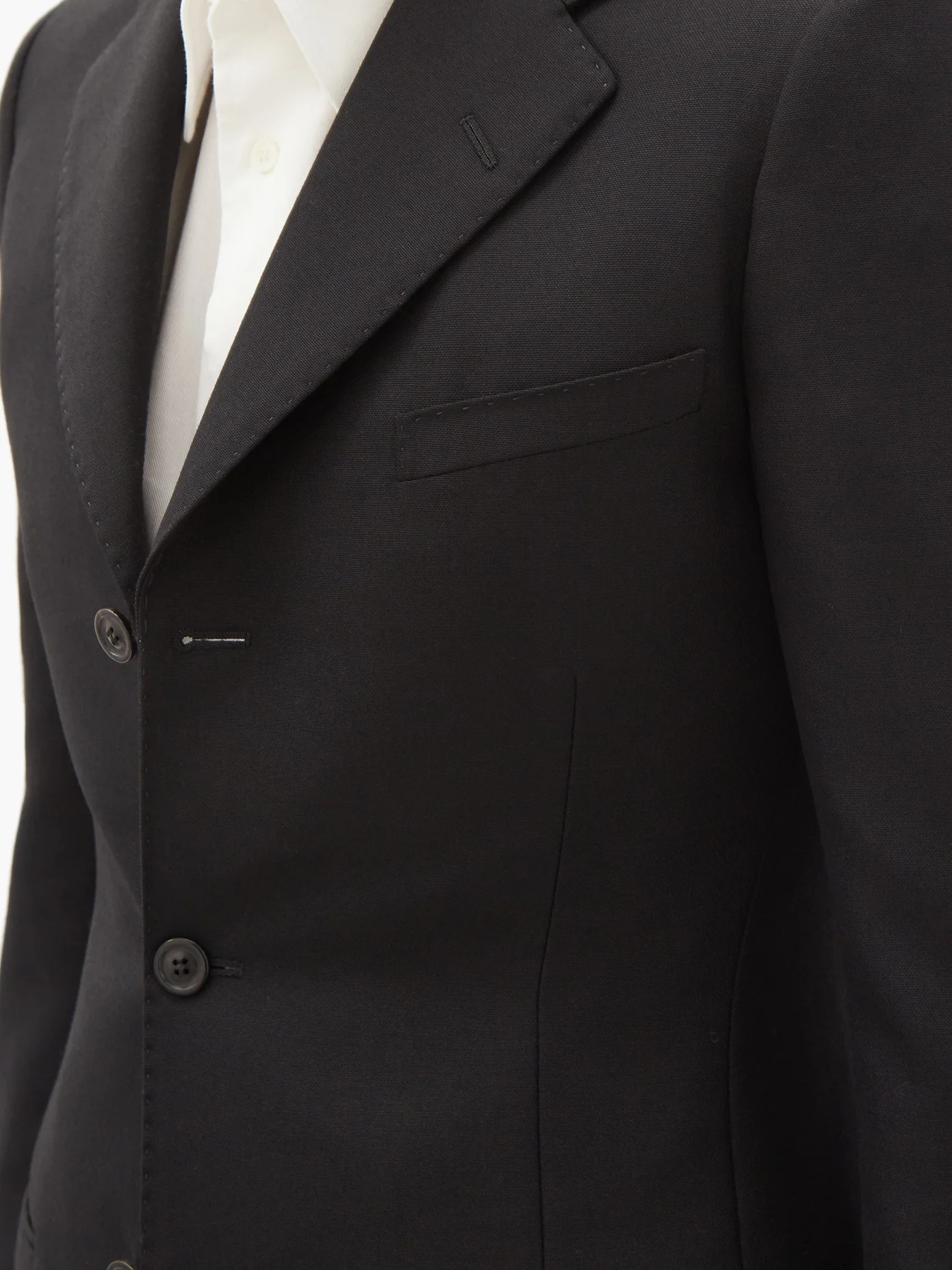 Tack-stitched single-breasted wool-blend suit - 3