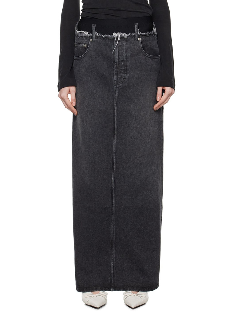 Gray Frayed Edge Denim Maxi Skirt 1