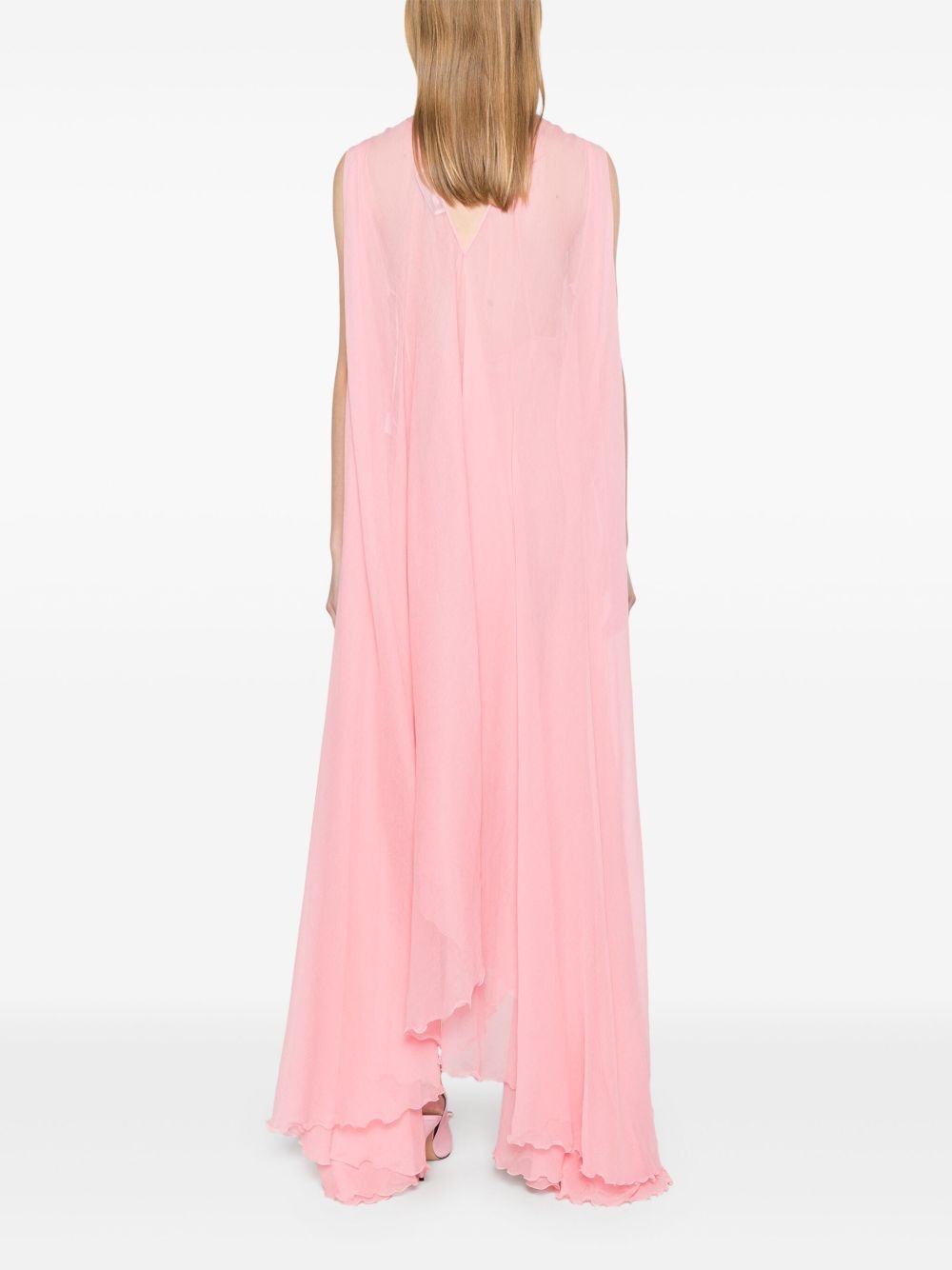 floral-appliqué silk maxi dress - 4