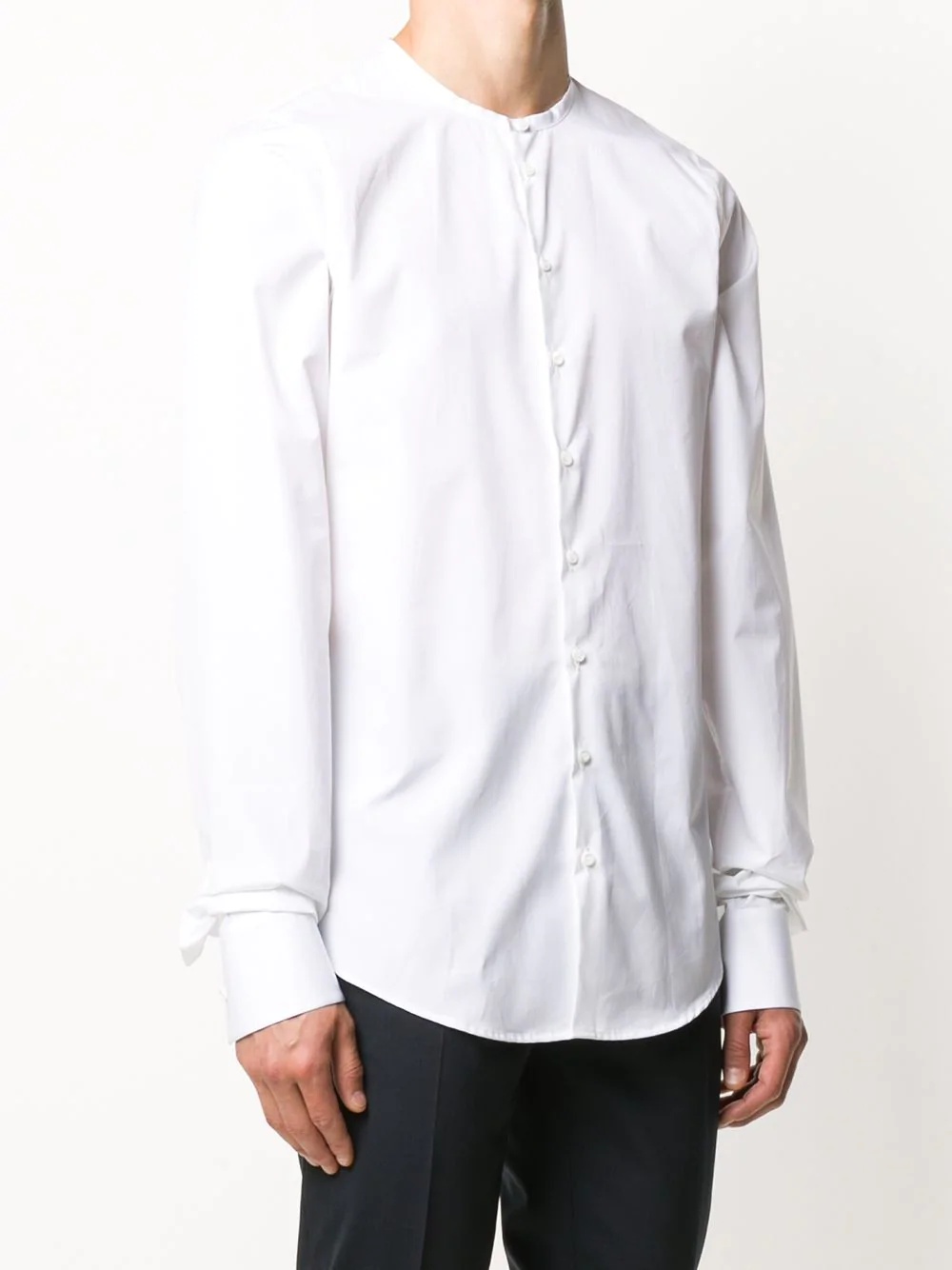 collarless long-sleeve shirt - 3