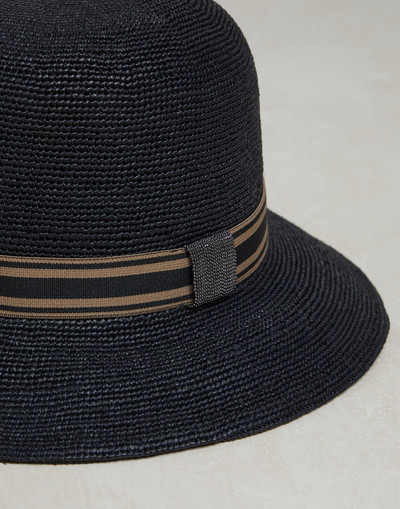 Brunello Cucinelli Straw hat with striped band and monile outlook