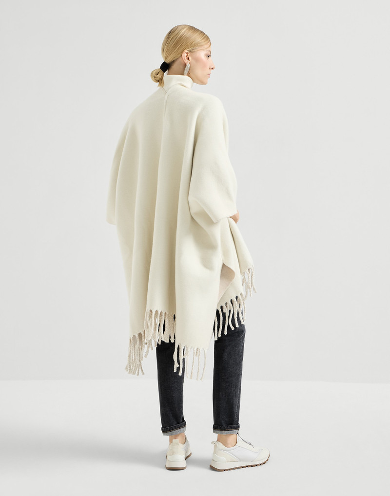 Brunello Cucinelli Wool and cashmere reversible double knit poncho outlook