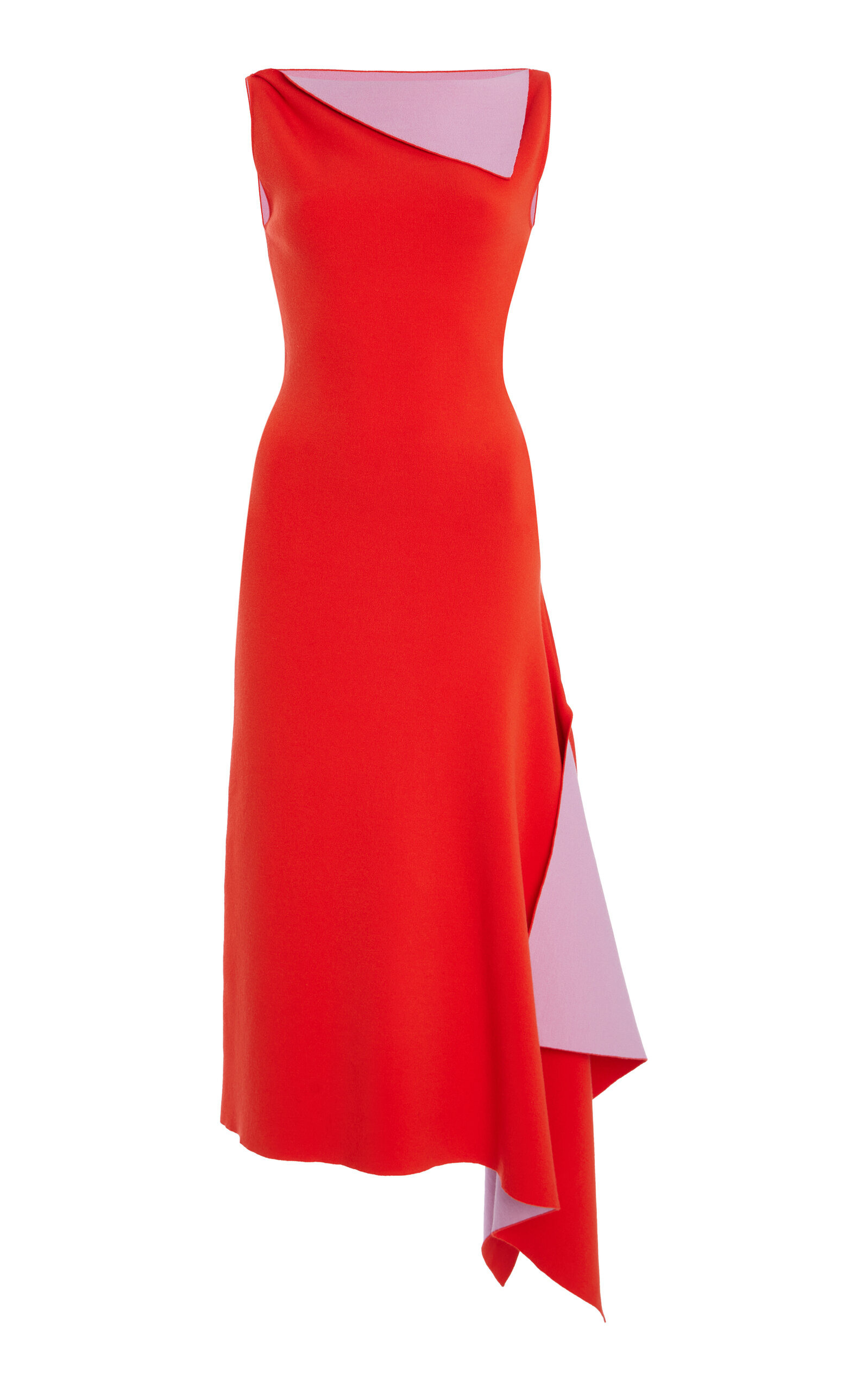 Asymmetric Knit Midi Dress red - 1