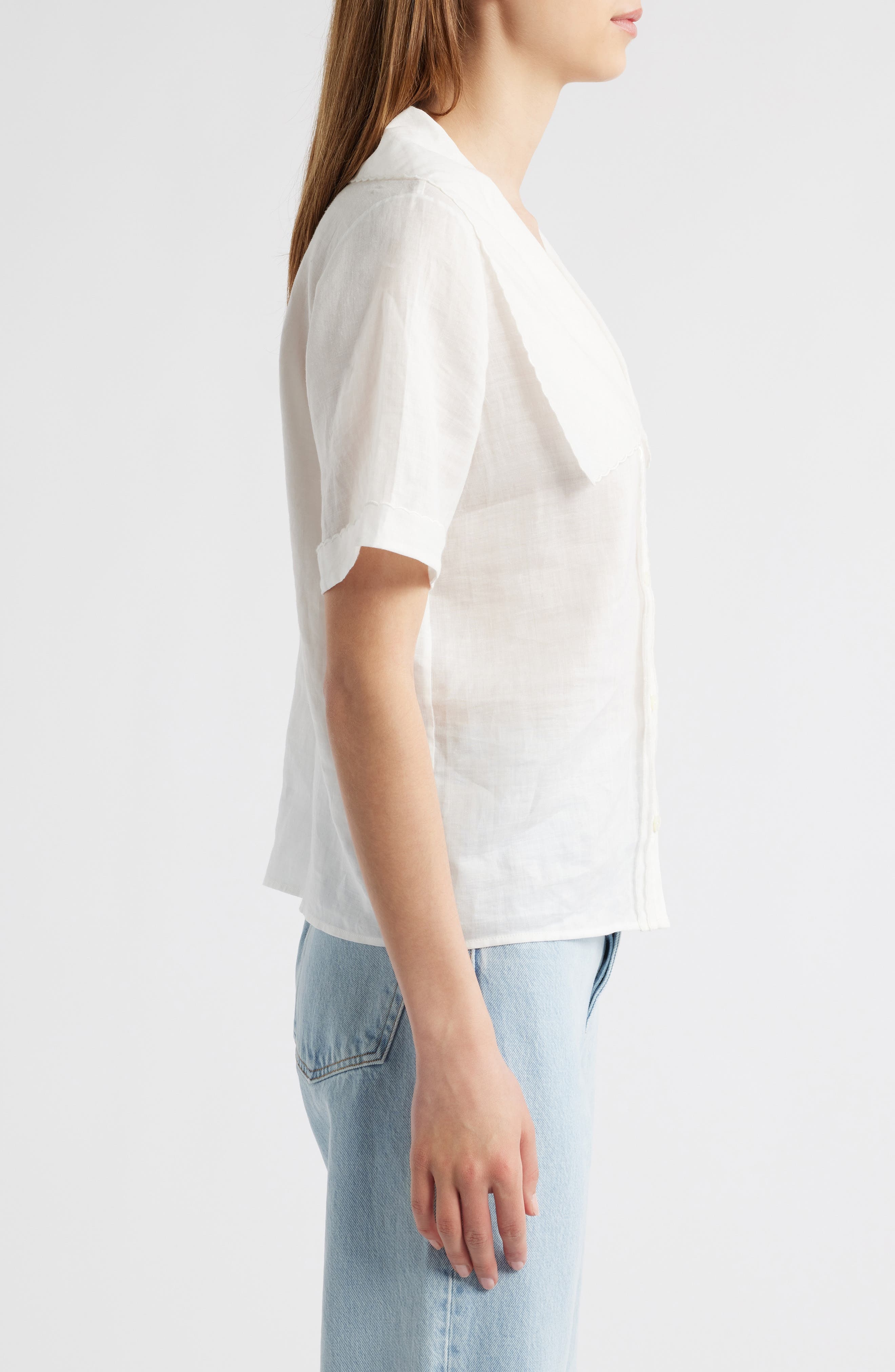 FRAME The Sailor Button-Up Top in White at Nordstrom - 3
