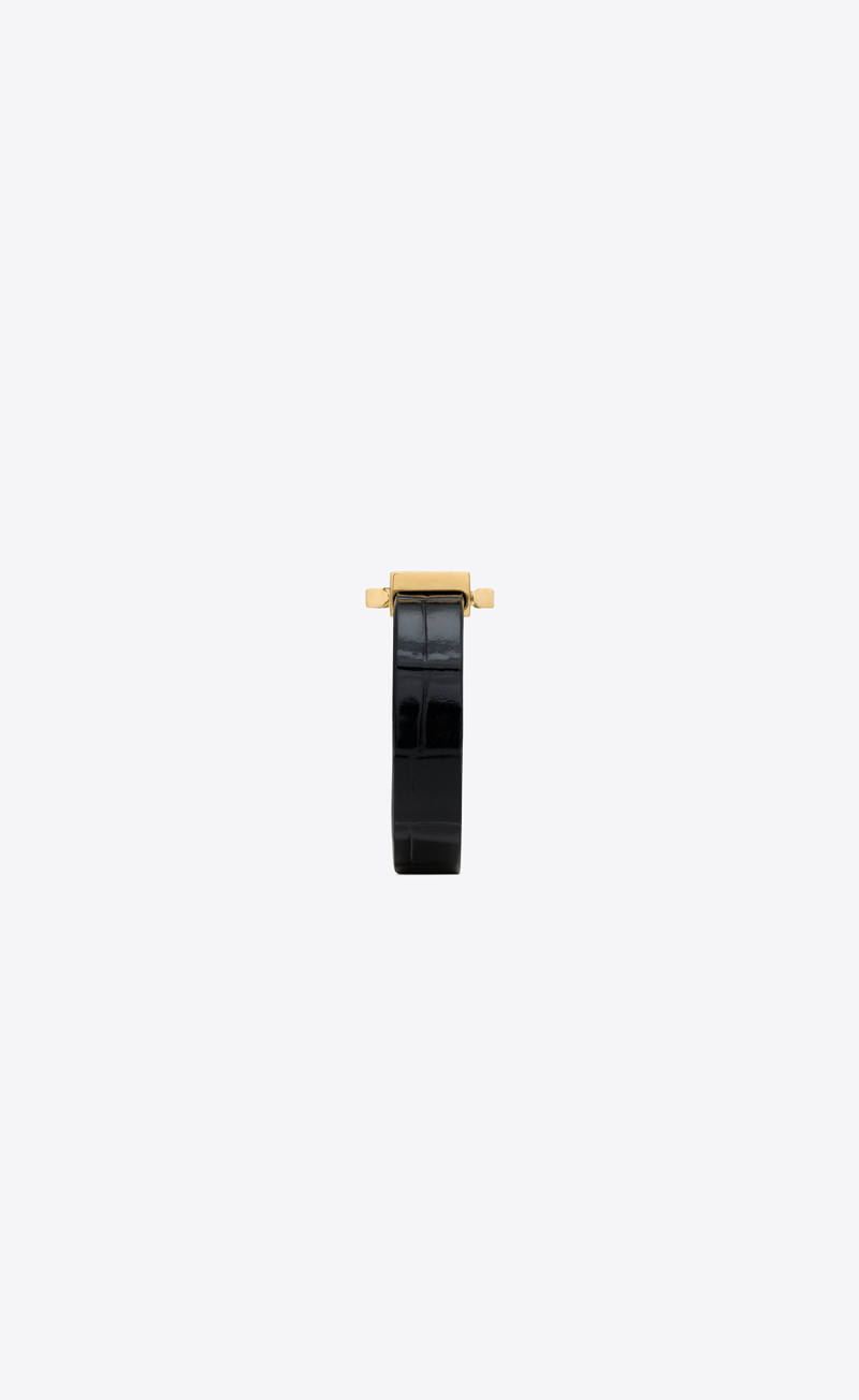 le carré bracelet in crocodile-embossed leather and metal 3