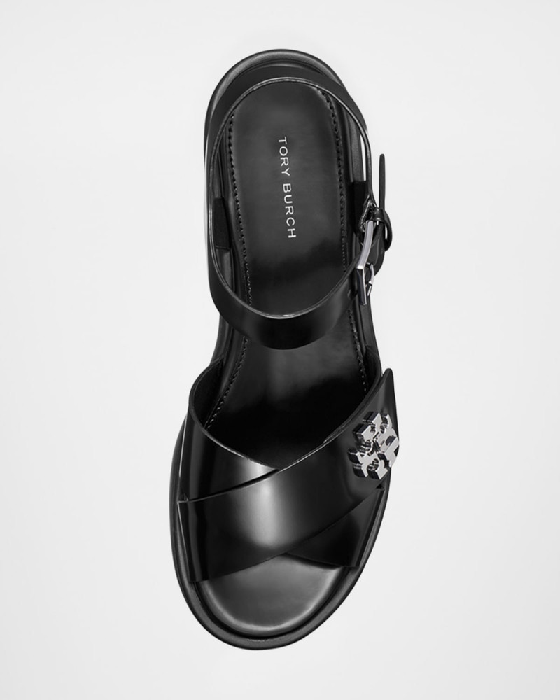 Turnlock Leather Lug-Heeled Platform Sandals 4