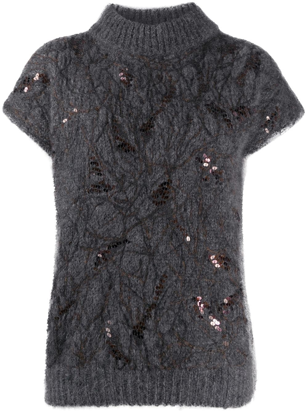 sequin-embellished short-sleeve jumper - 1